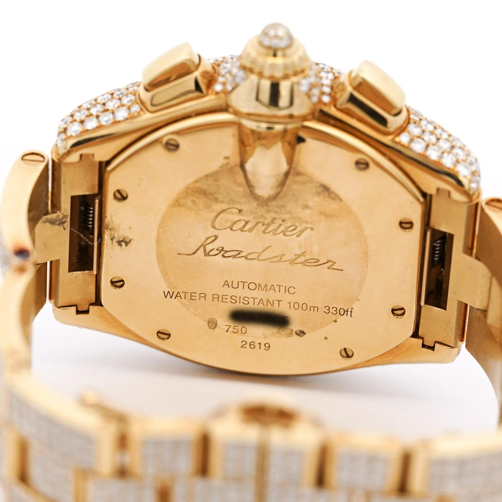 Cartier Roadster XL Chronograph 2619 in 18K Gold Diamond Set Watch - Image 5