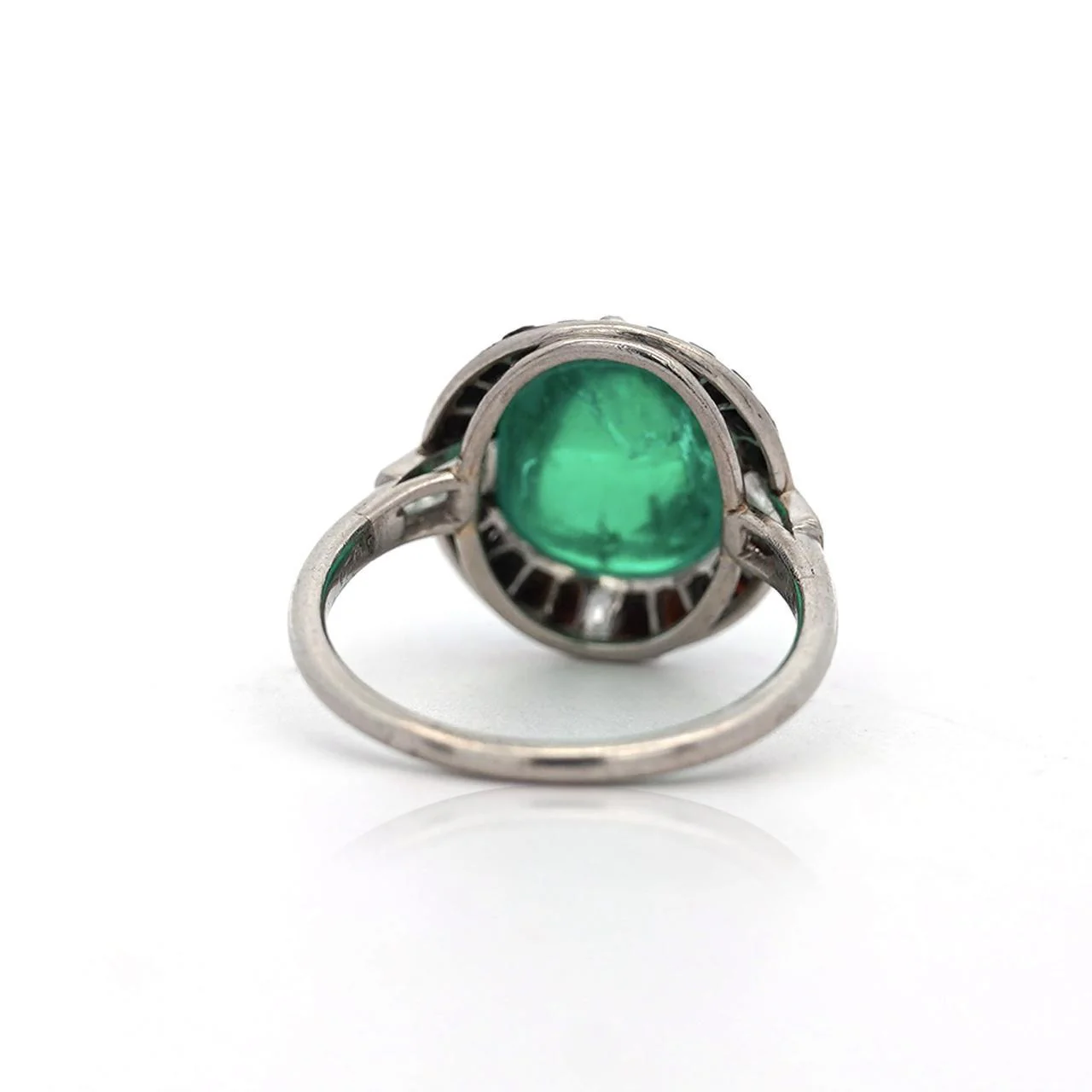 Cartier Signed Art Deco Colombian Emerald Onyx & Diamond Platinum Ring - Image 5