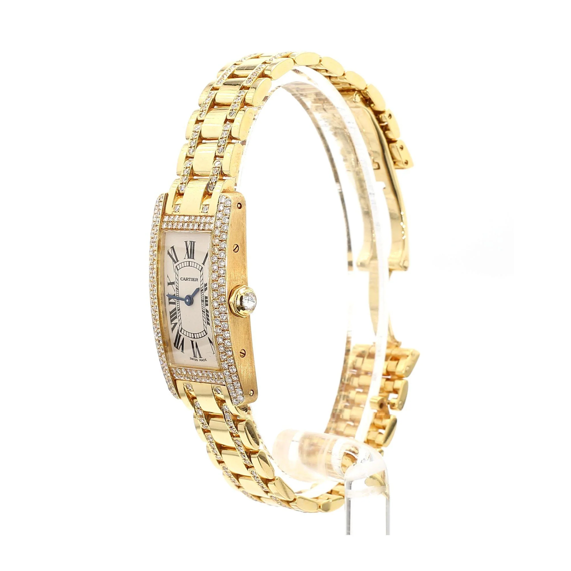 Cartier Tank 1710 Américaine Diamond Bezel Quartz 18K Gold Watch - Image 2