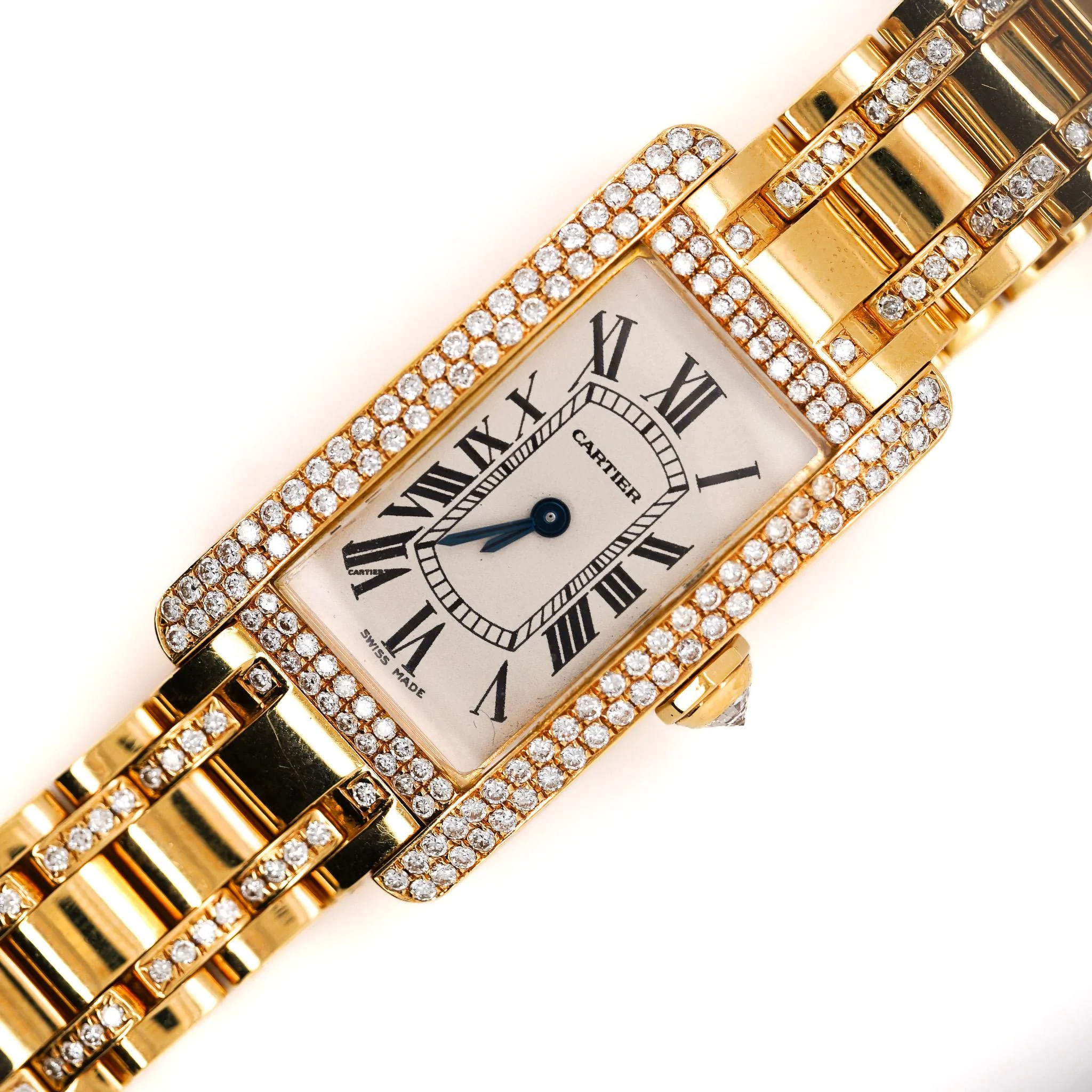 Cartier Tank 1710 Américaine Diamond Bezel Quartz 18K Gold Watch - Image 9