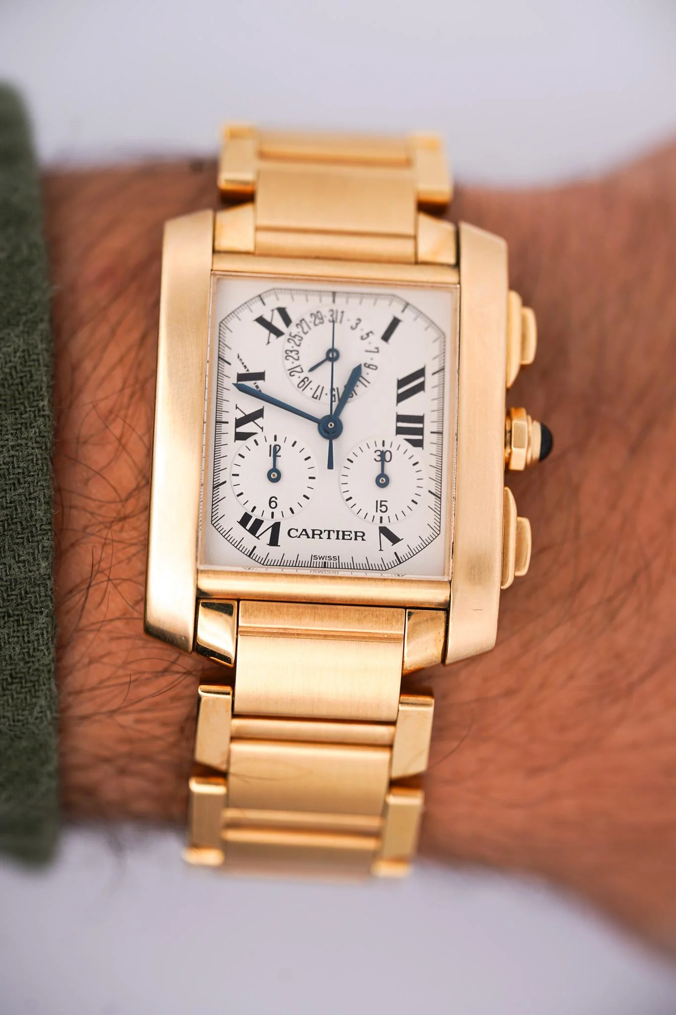 Cartier Tank Française 1830 Chronograph 18K Gold Watch - Image 10