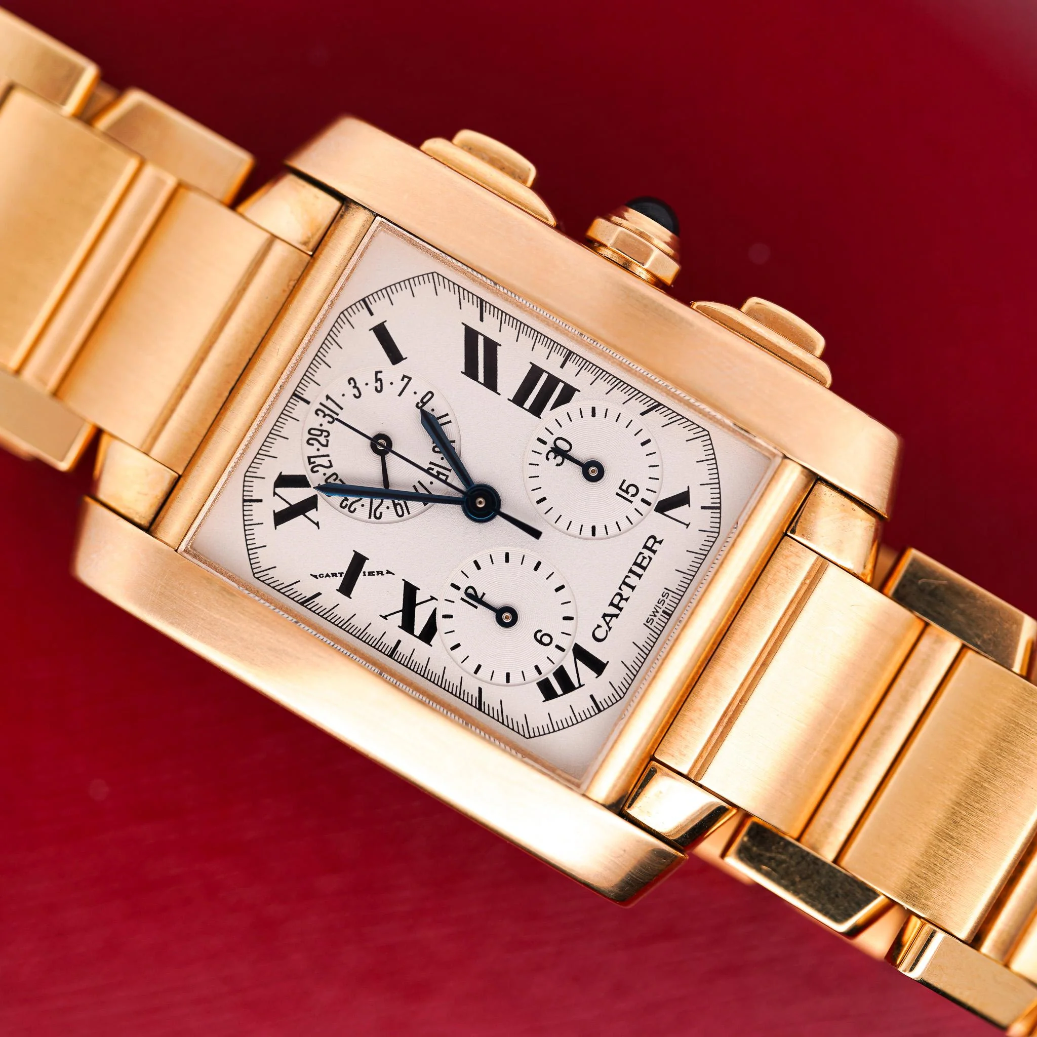 Cartier Tank Française 1830 Chronograph 18K Gold Watch - Image 2