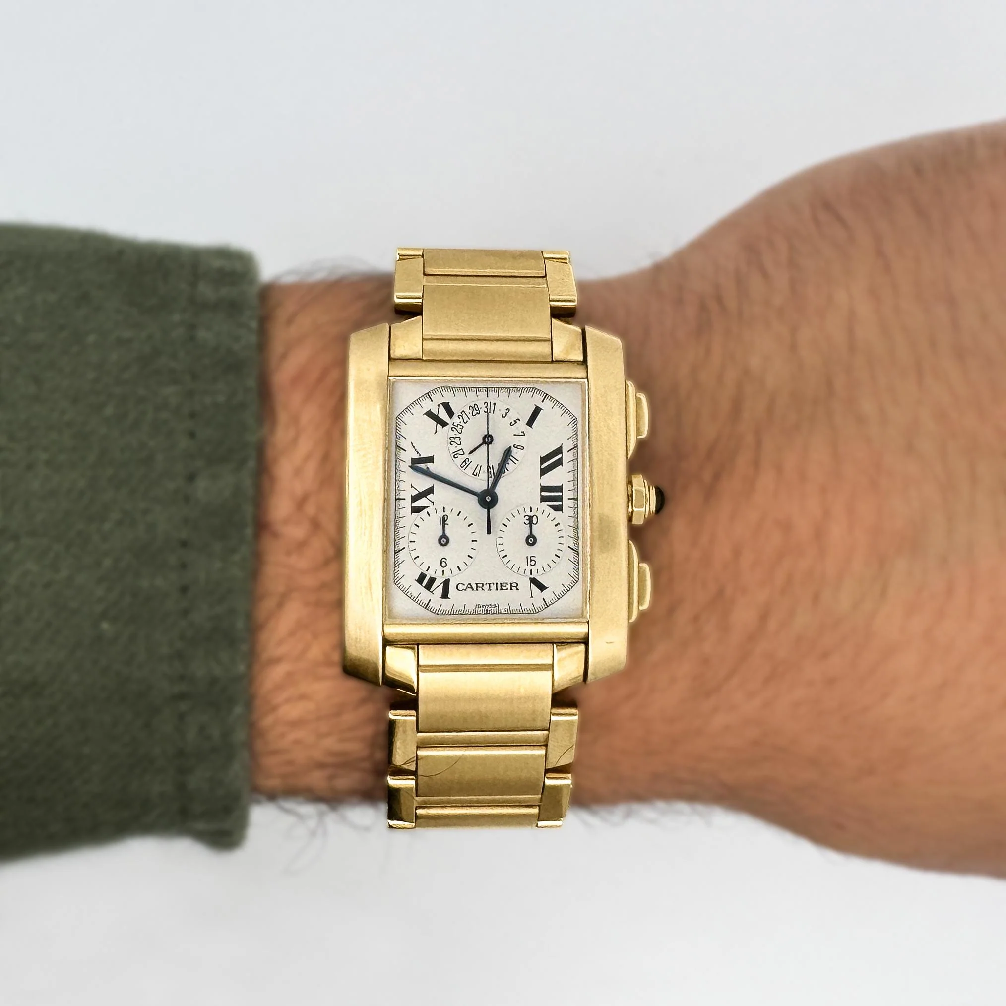 Cartier Tank Française 1830 Chronograph 18K Gold Watch - Image 7