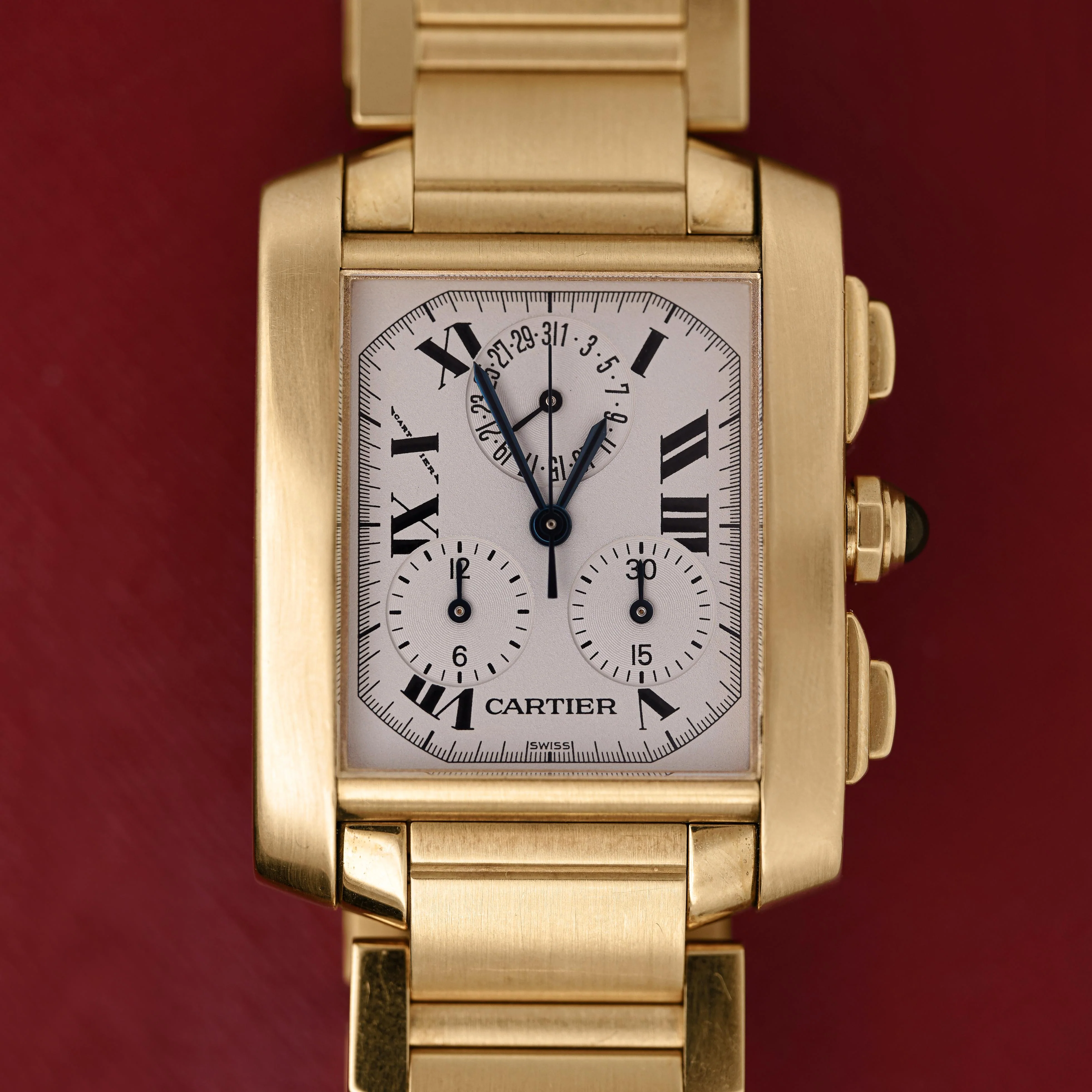 Cartier Tank Française 1830 Chronograph 18K Gold Watch - Image 8