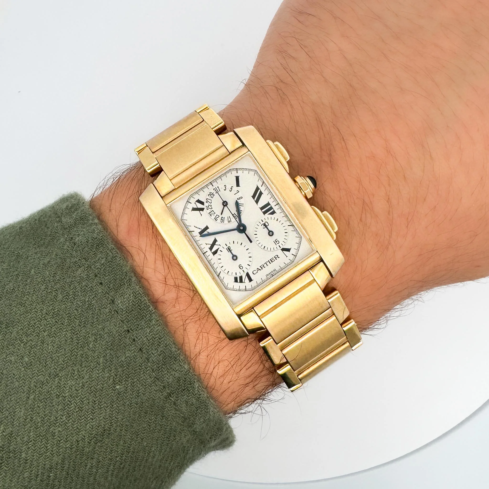 Cartier Tank Française 1830 Chronograph 18K Gold Watch - Image 9