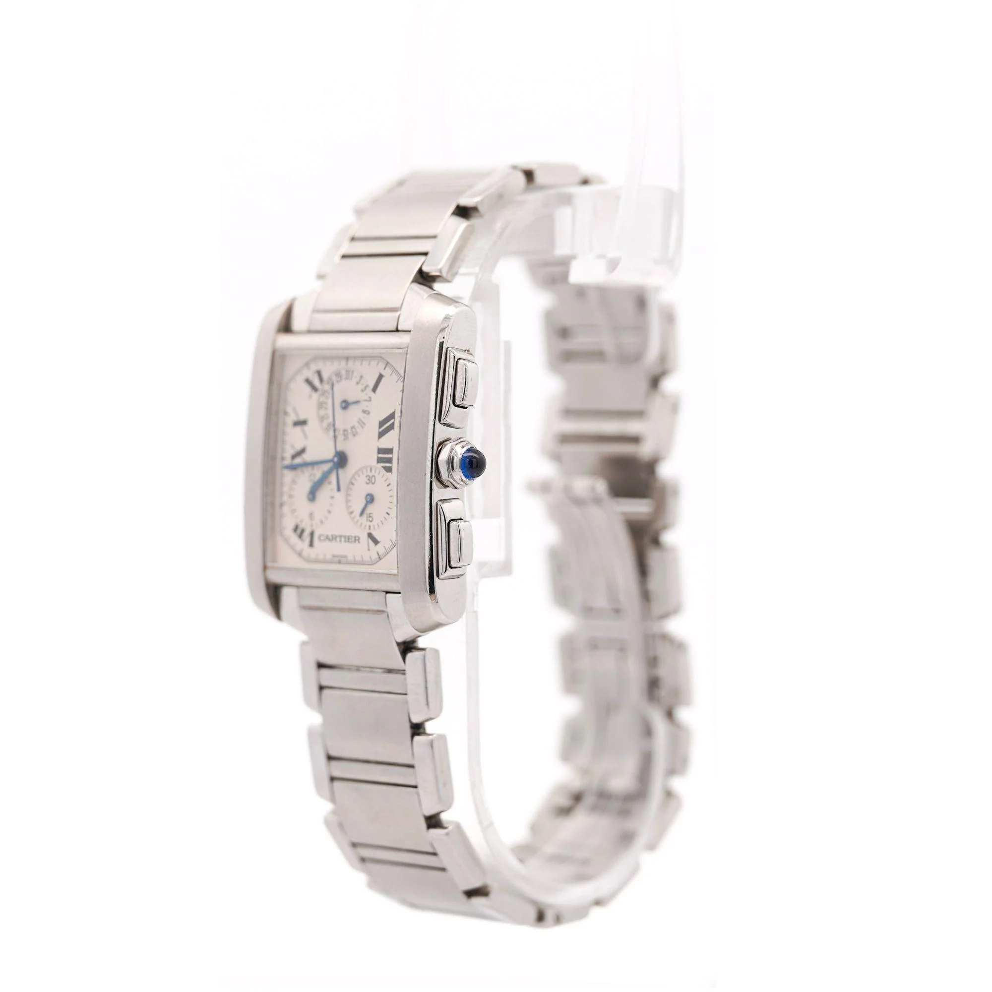 Cartier Tank Francaise Chronoflex Ref 2303 Stainless Steel Quartz Chrono Watch - Image 2