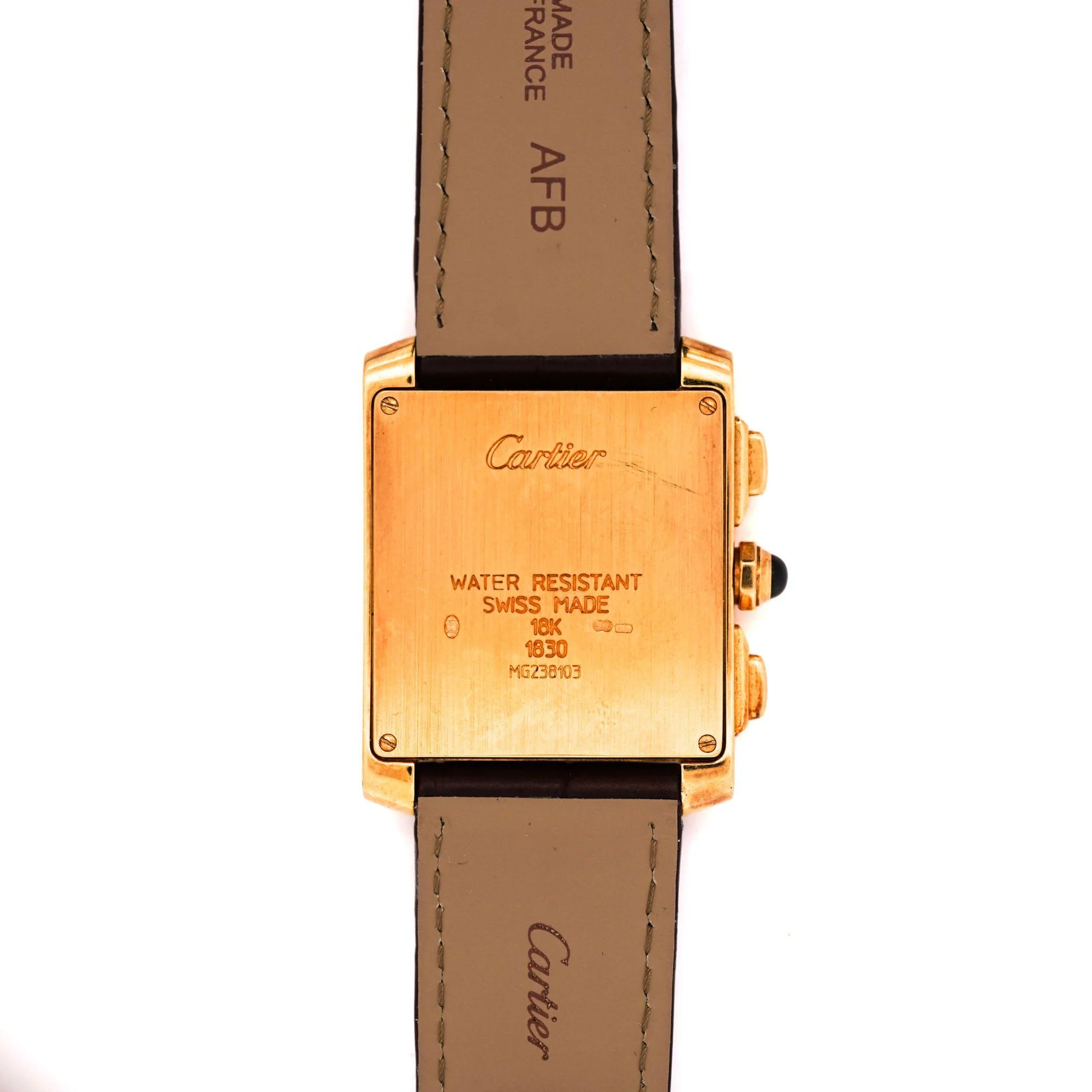 Cartier Tank Francaise Chronograph XL 1830 18K Gold Leather Watch - Image 8