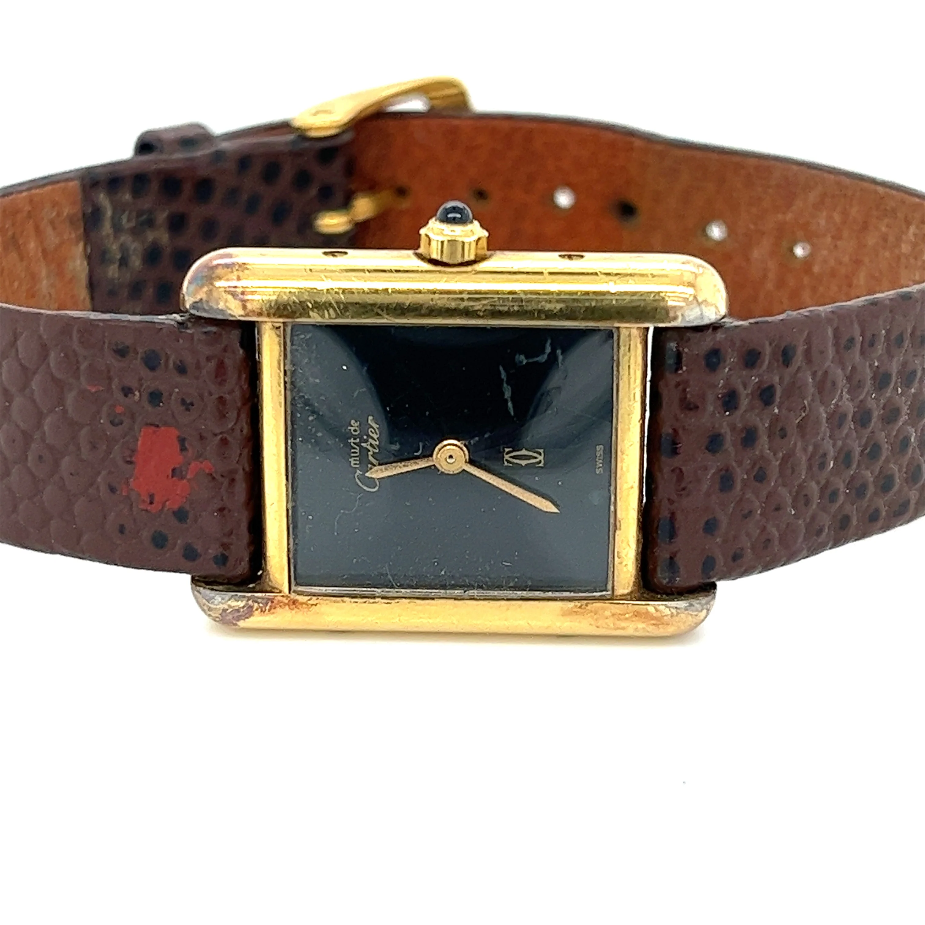 Cartier Vermeil Tank Quartz Argent 3 66001 with Leather Strap Watch - Image 4