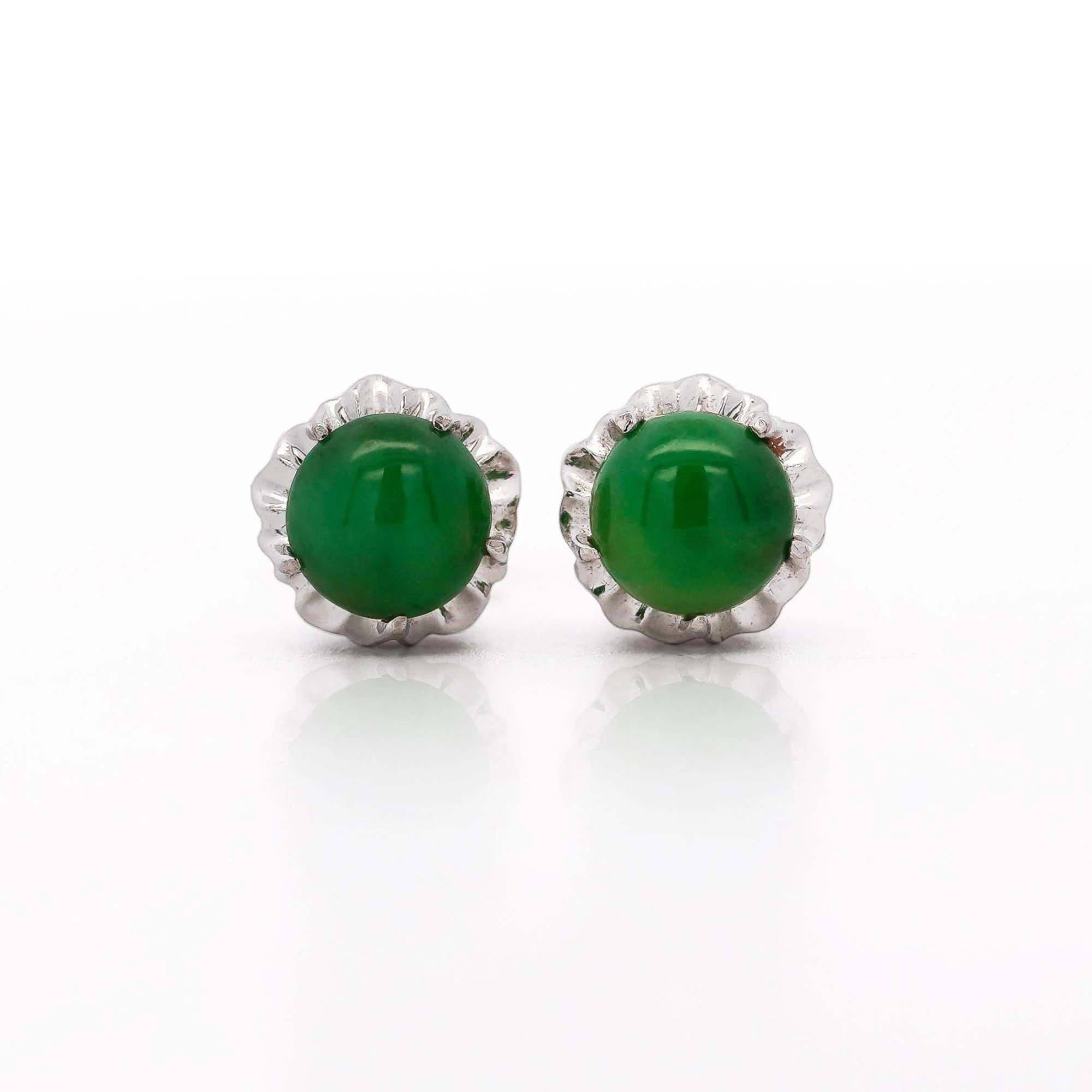 Certified Jadeite Jade A Platinum Stud Earrings - Image 6