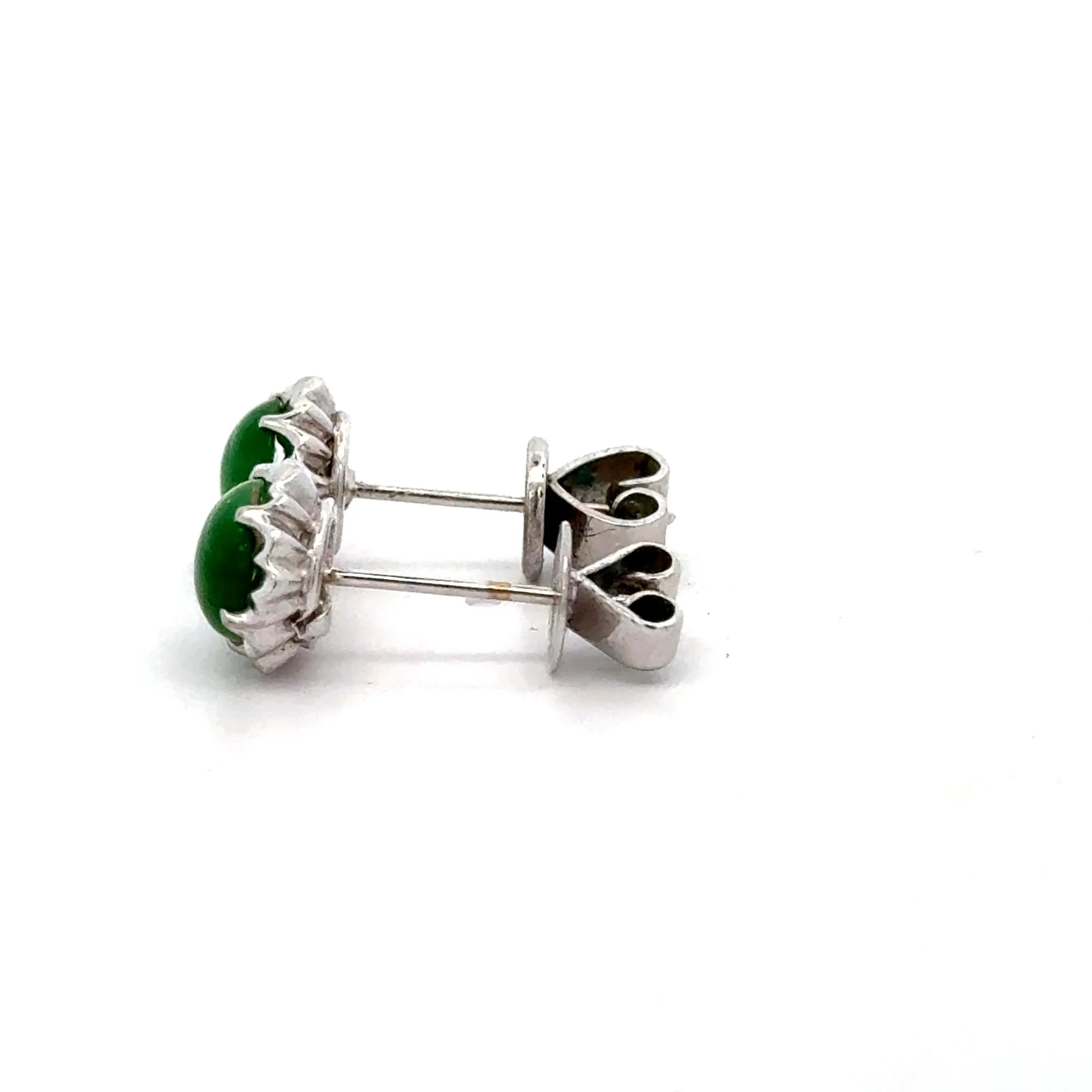 Certified Jadeite Jade A Platinum Stud Earrings - Image 7