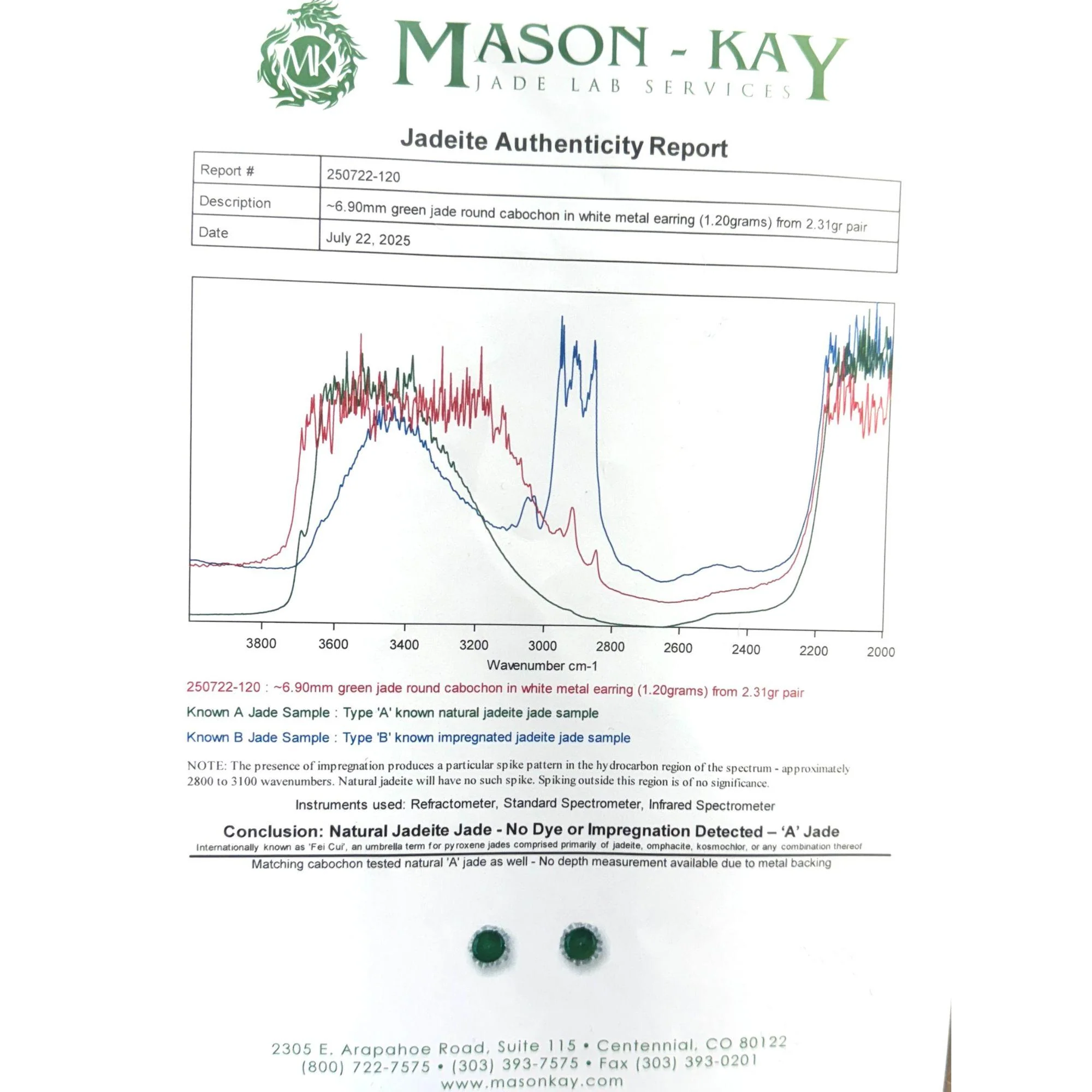 Certified Jadeite Jade A Platinum Stud Earrings - Image 9