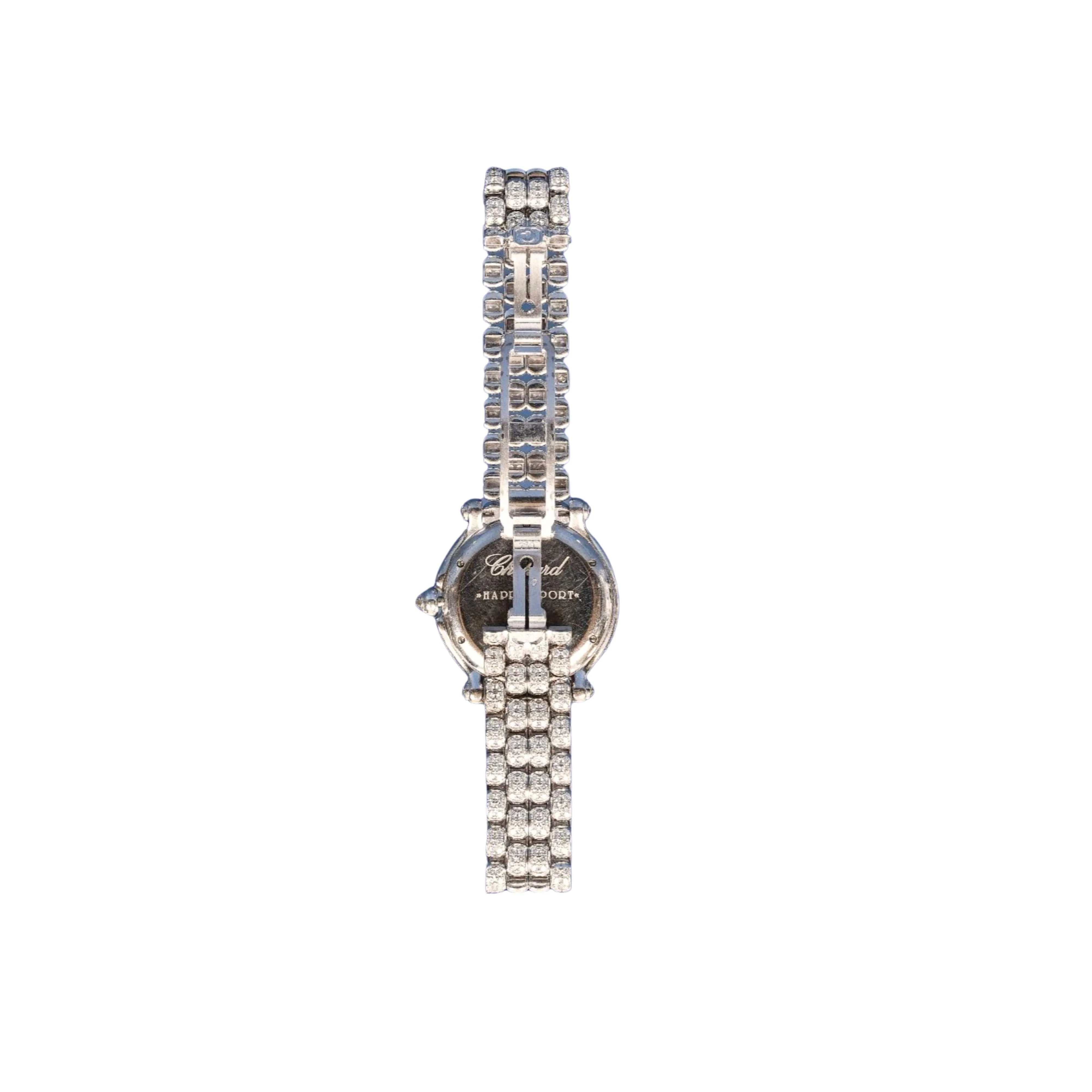 Chopard 18k White Gold Happy Sport 26mm Ladies Diamond Quartz Bracelet Watch - Image 3