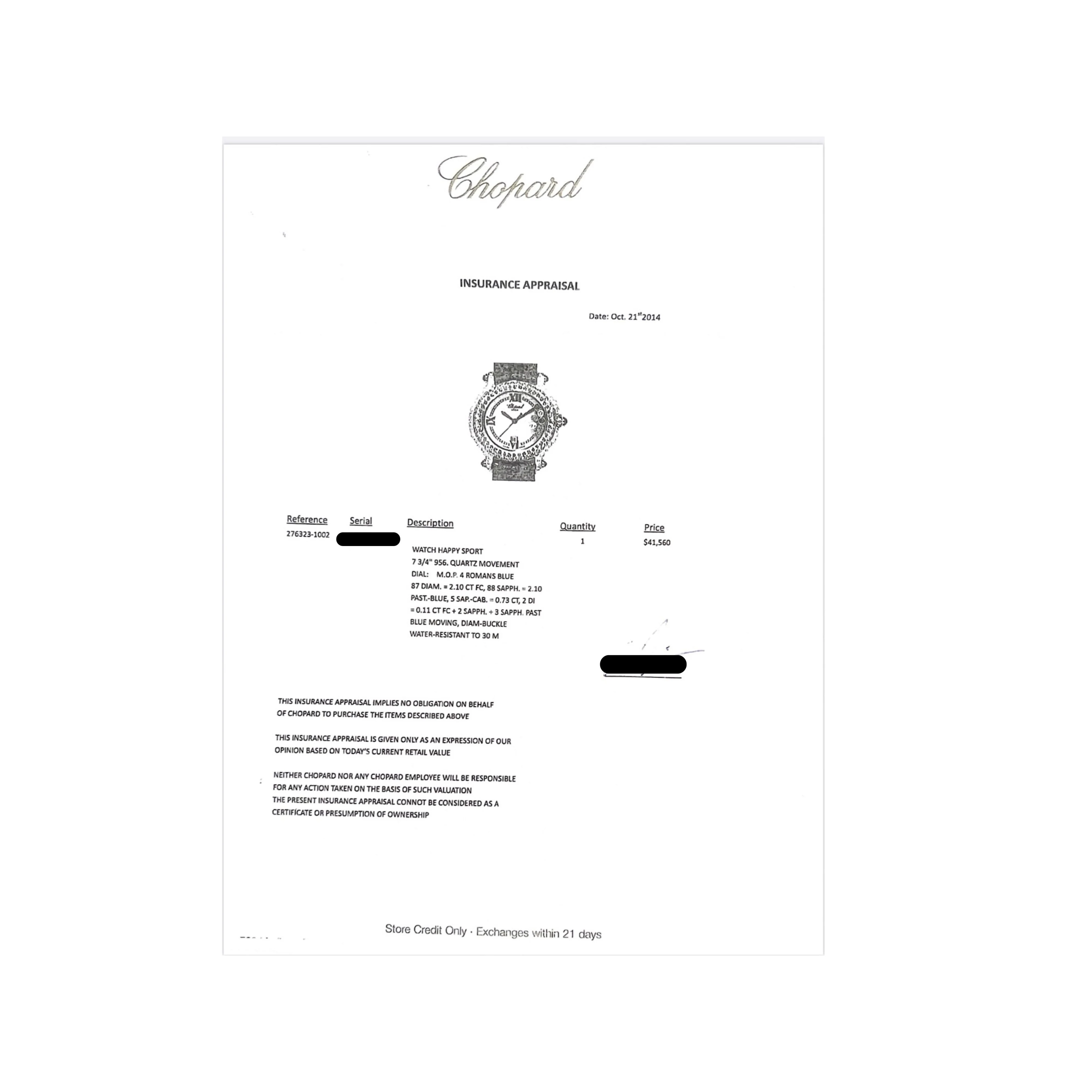 Chopard 18K White Gold Happy Sport Blue Sapphire and Diamond Watch | Pouch & Papers - Image 10