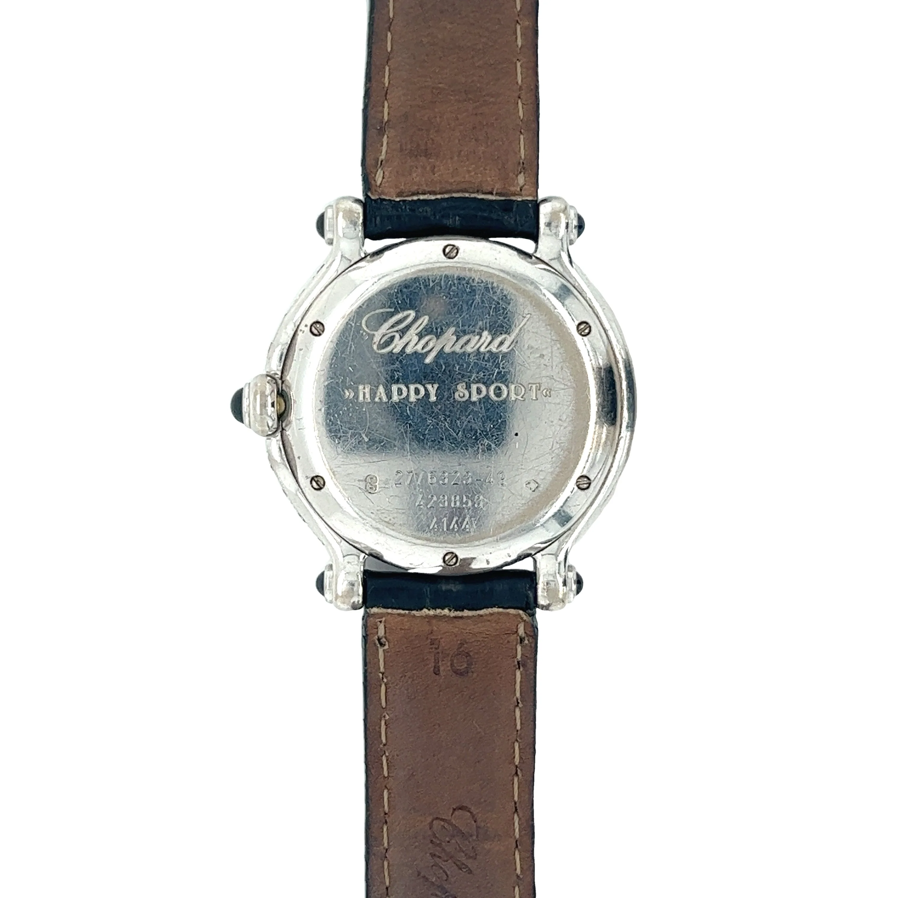 Chopard 18K White Gold Happy Sport Blue Sapphire and Diamond Watch | Pouch & Papers - Image 3