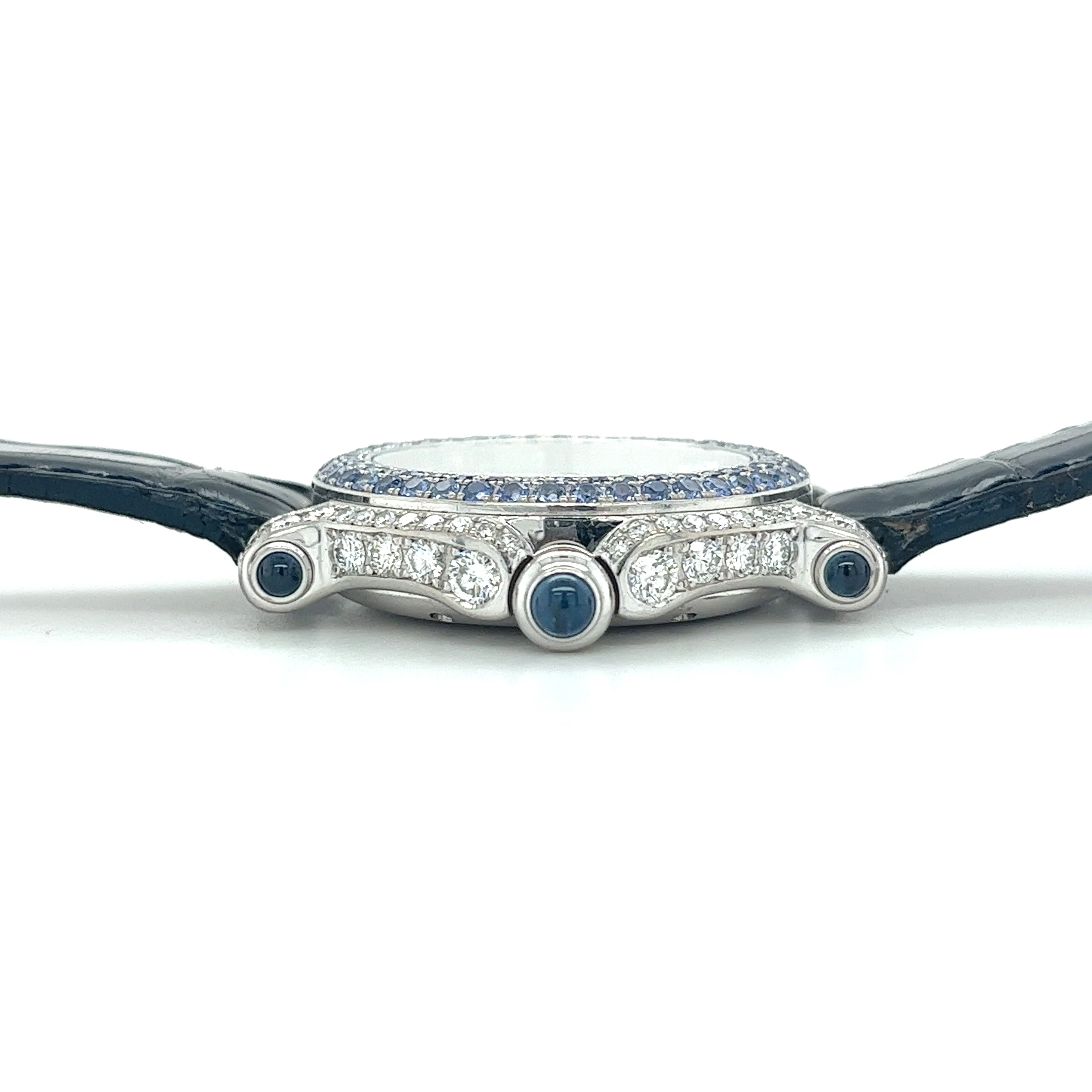 Chopard 18K White Gold Happy Sport Blue Sapphire and Diamond Watch | Pouch & Papers - Image 4