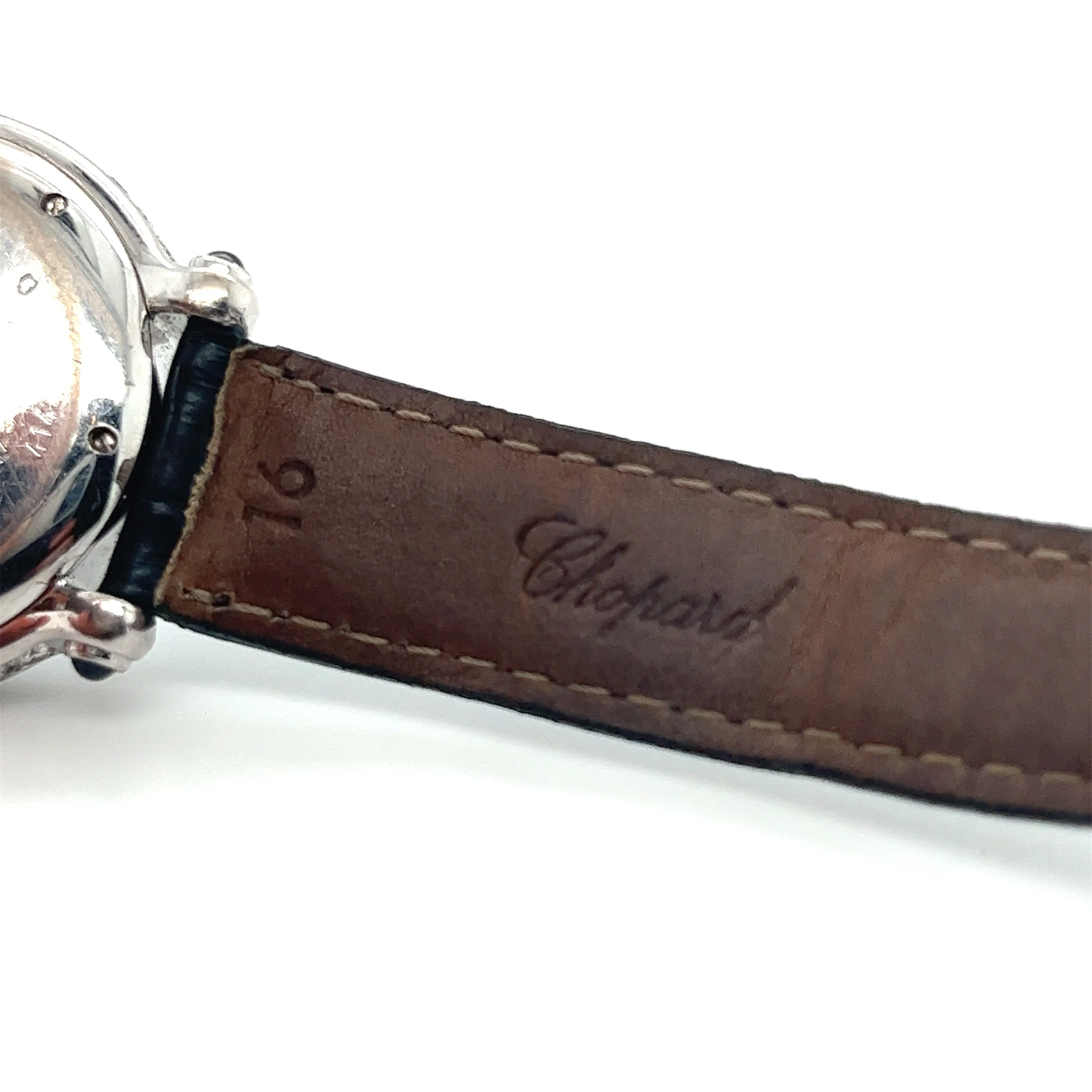 Chopard 18K White Gold Happy Sport Blue Sapphire and Diamond Watch | Pouch & Papers - Image 5