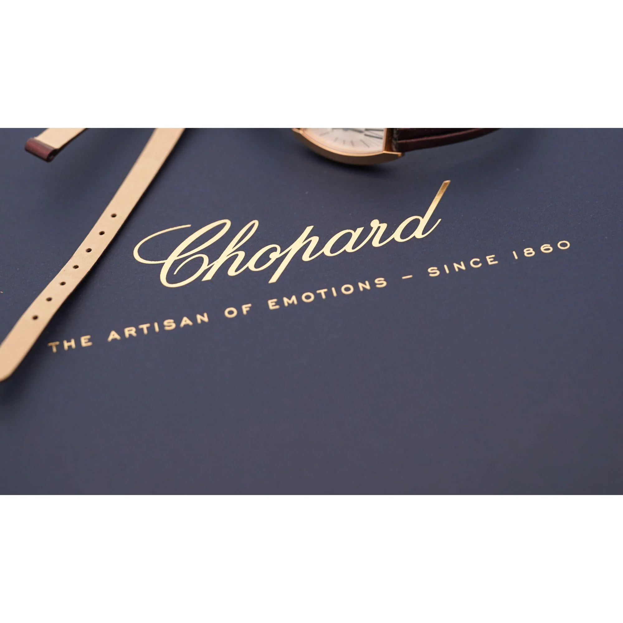 Chopard Happy Sport 4116 18K Gold Five Diamond Quartz On Blue Leather Watch - Image 10