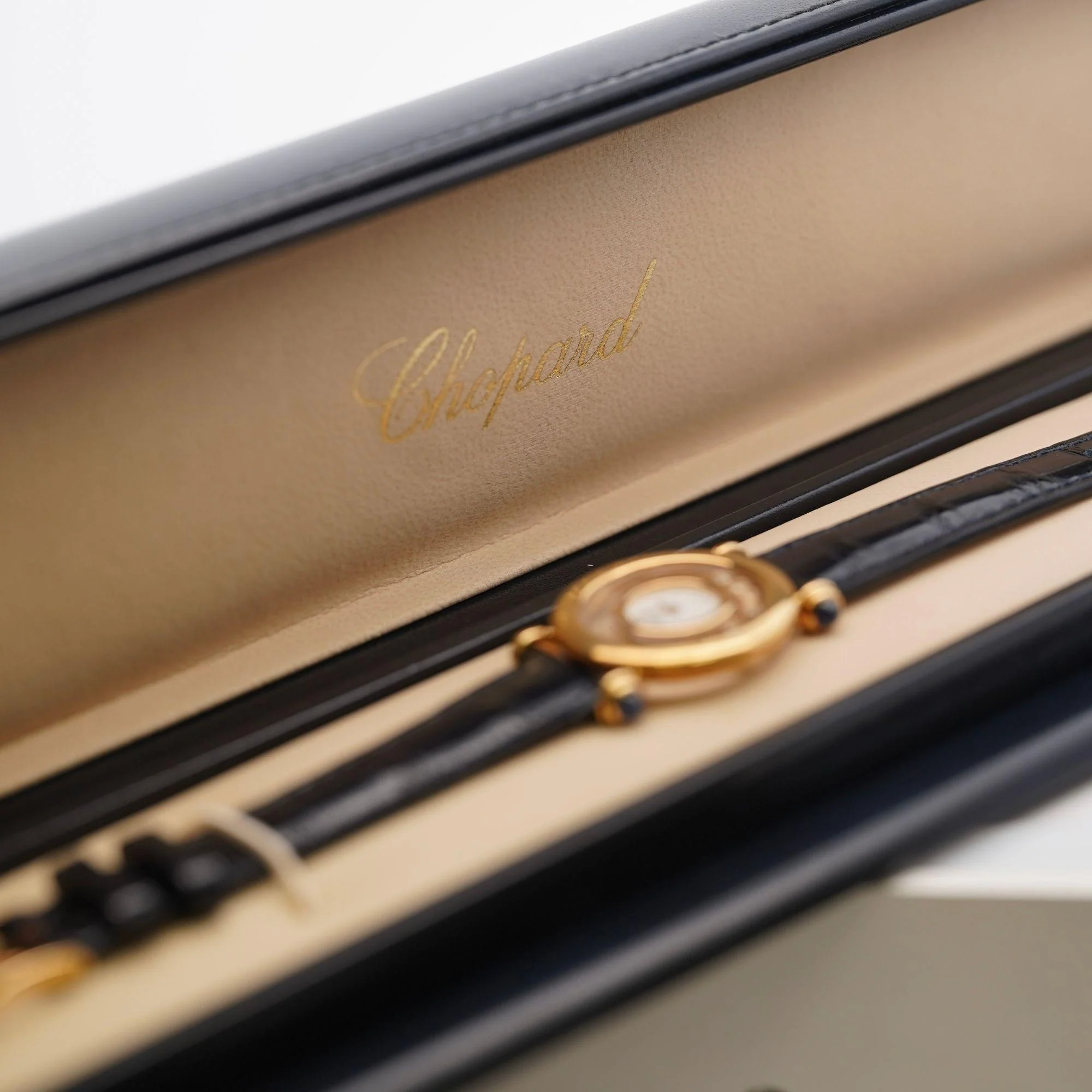 Chopard Happy Sport 4116 18K Gold Five Diamond Quartz On Blue Leather Watch - Image 8
