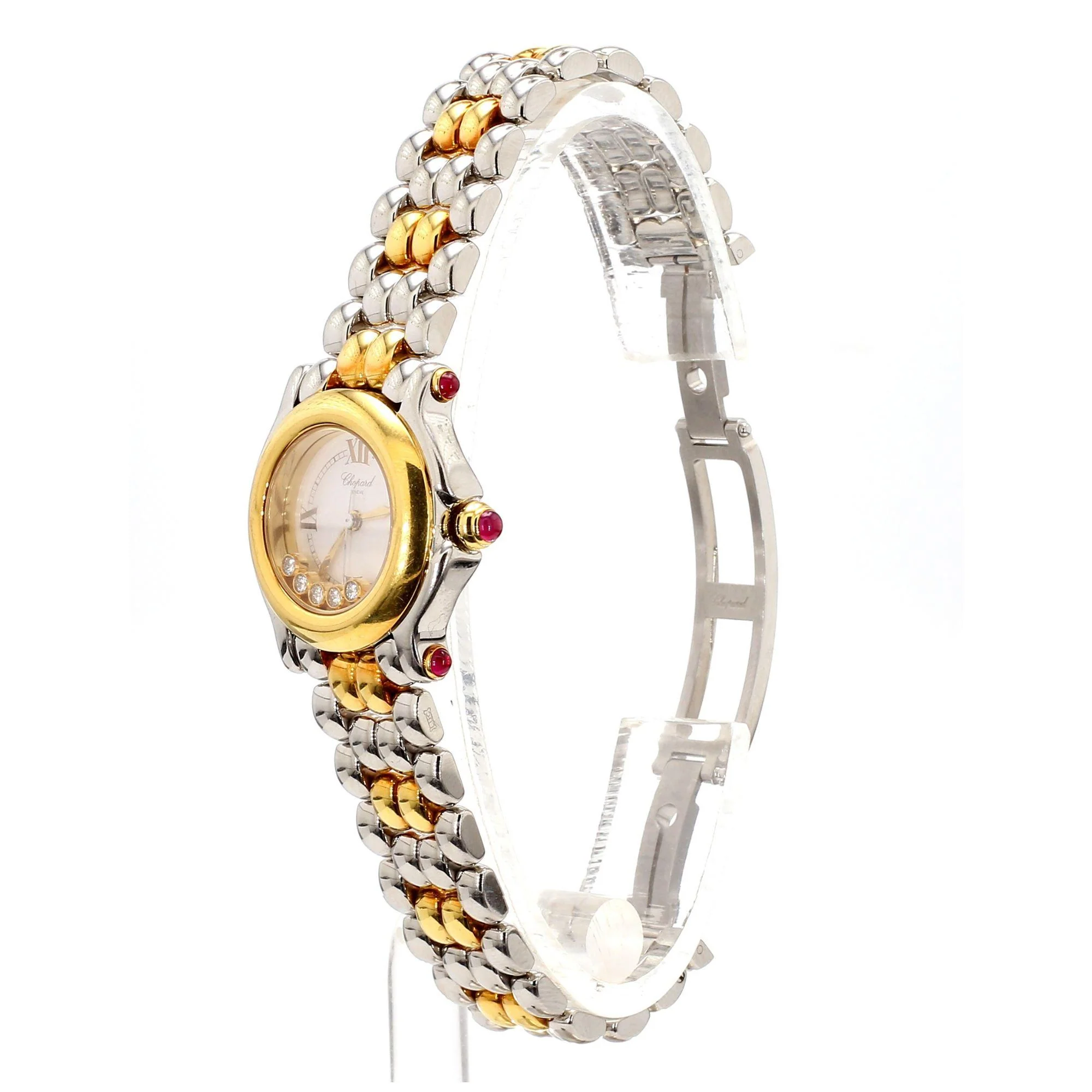 Chopard Happy Sport 8246 Two-Tone Floating Diamond and Ruby 1990 Vintage Watch - Image 5