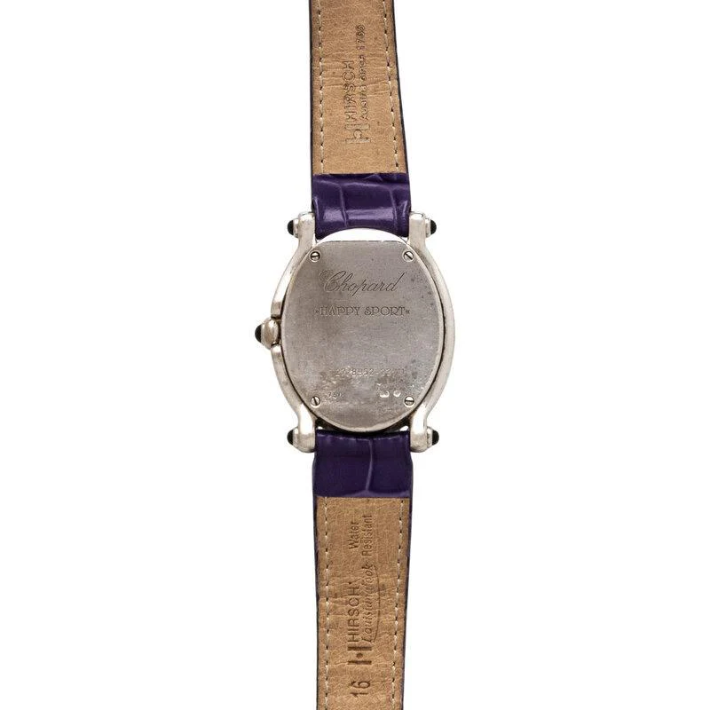 Chopard Happy Sport Floating Diamond & Diamond Bezel Purple Leather Strap Watch - Image 14