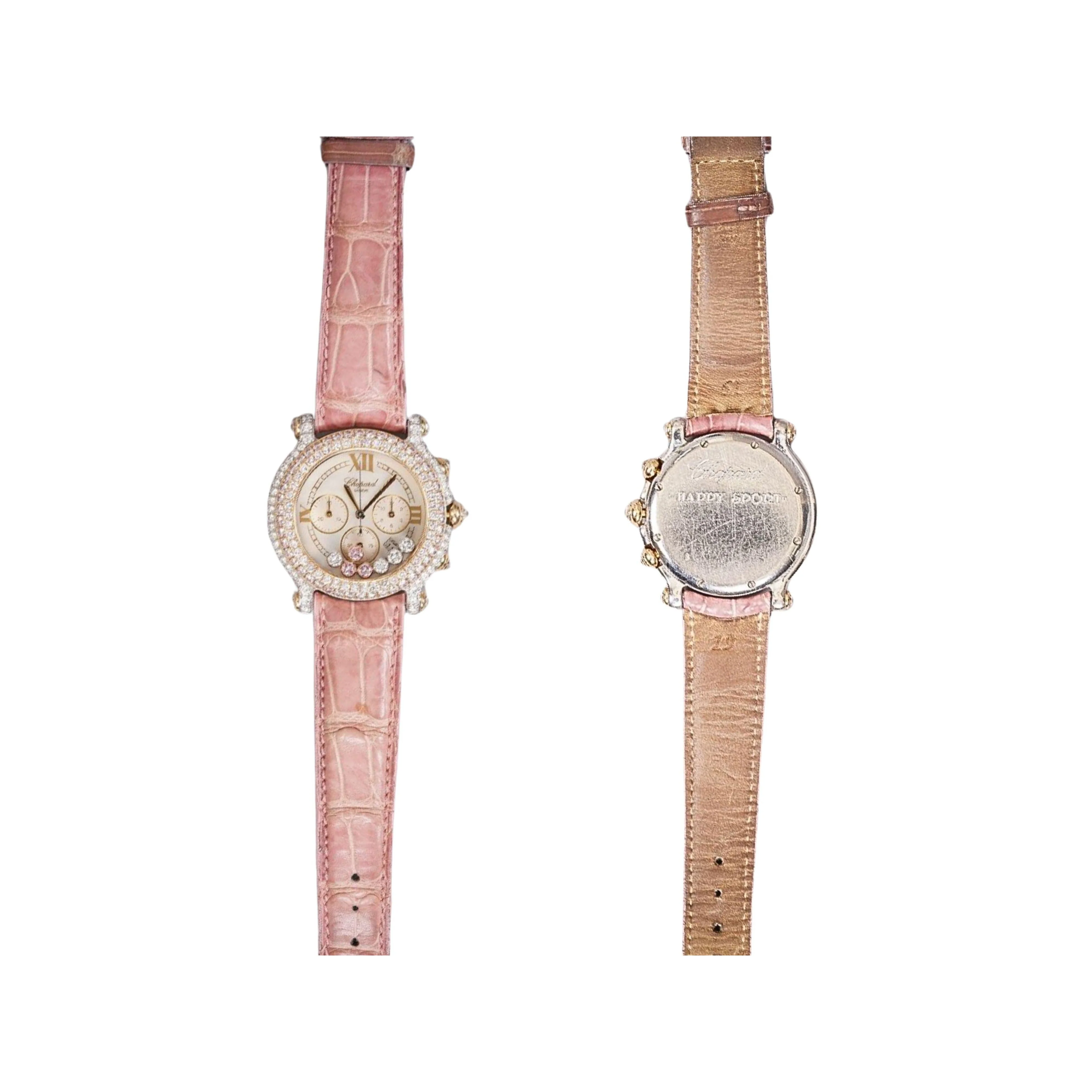 Chopard Happy Sport Pink Diamond 40mm Ladies 18K Gold Watch With Pouch/Papers - Image 6