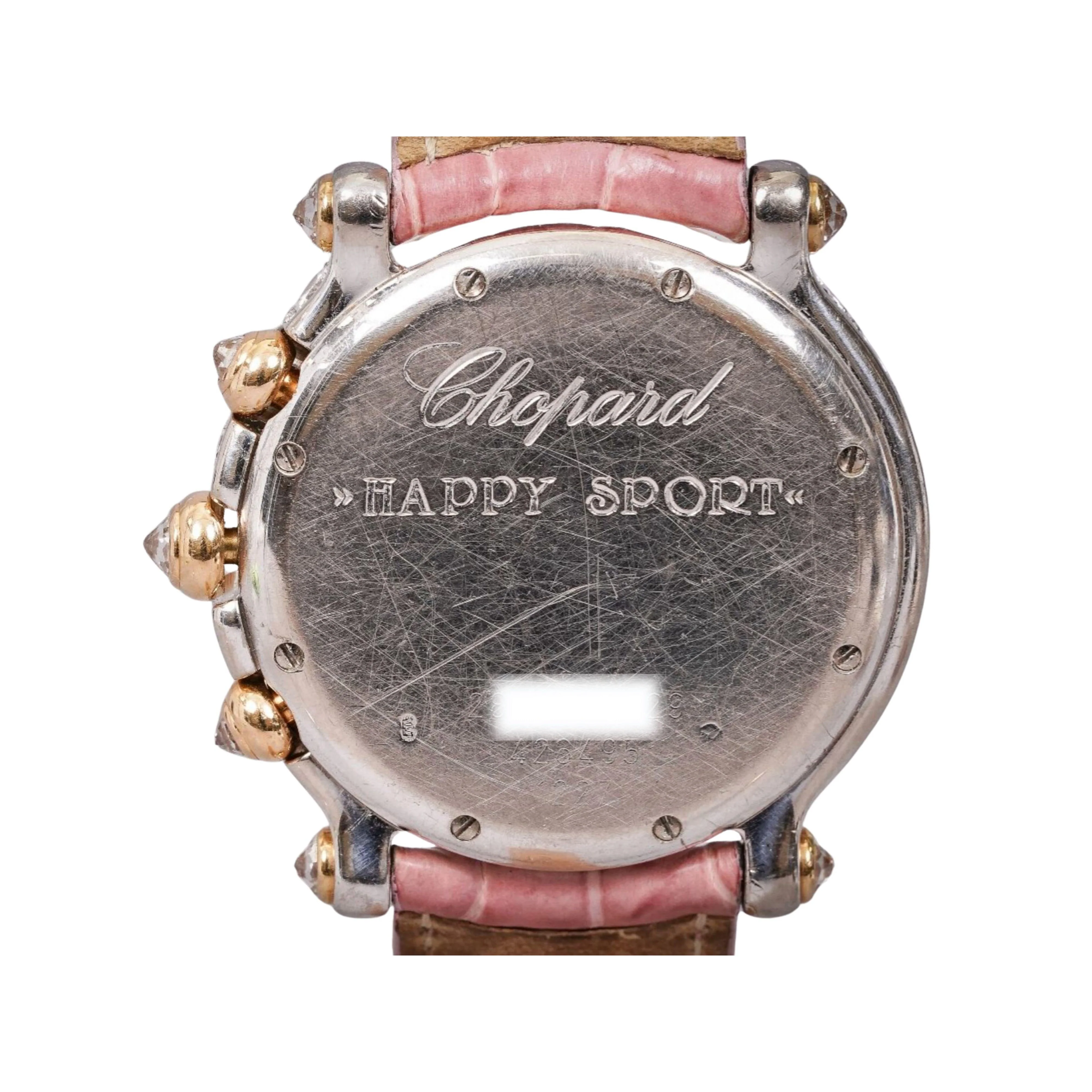 Chopard Happy Sport Pink Diamond 40mm Ladies 18K Gold Watch With Pouch/Papers - Image 7