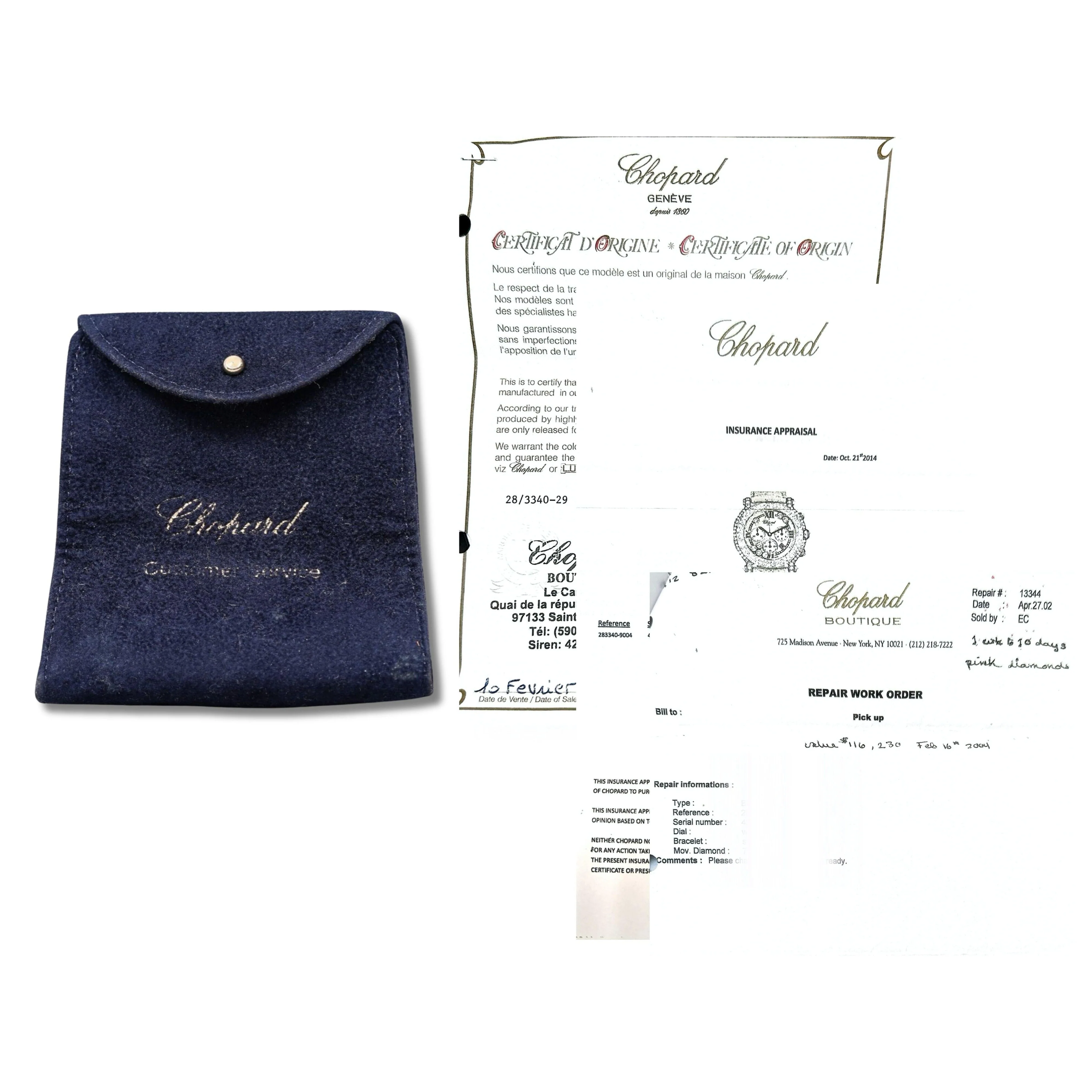 Chopard Happy Sport Pink Diamond 40mm Ladies 18K Gold Watch With Pouch/Papers - Image 8