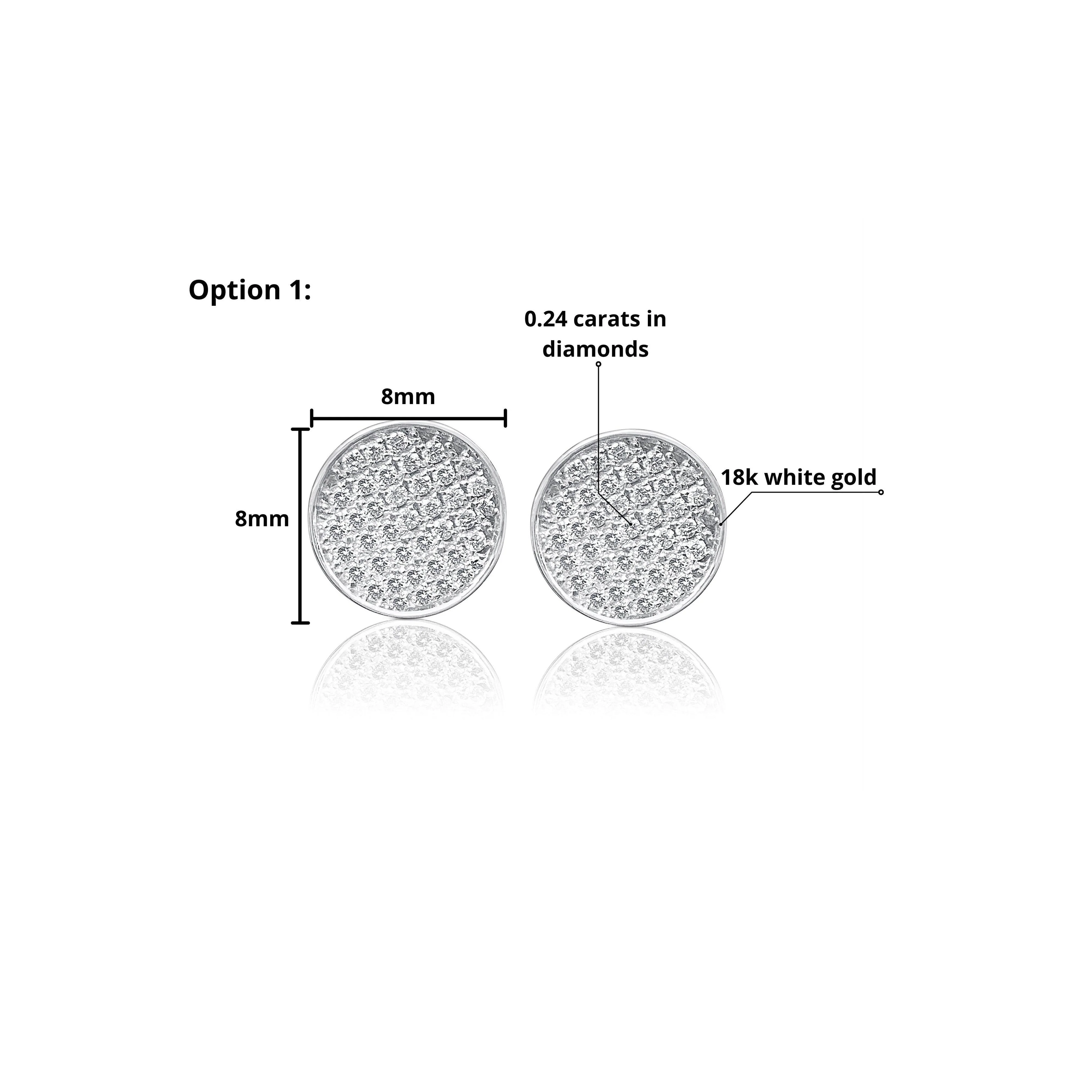 8MM-10MM Circular Round Diamond Cluster Disc Stud Earrings in 18k White Gold - Image 4