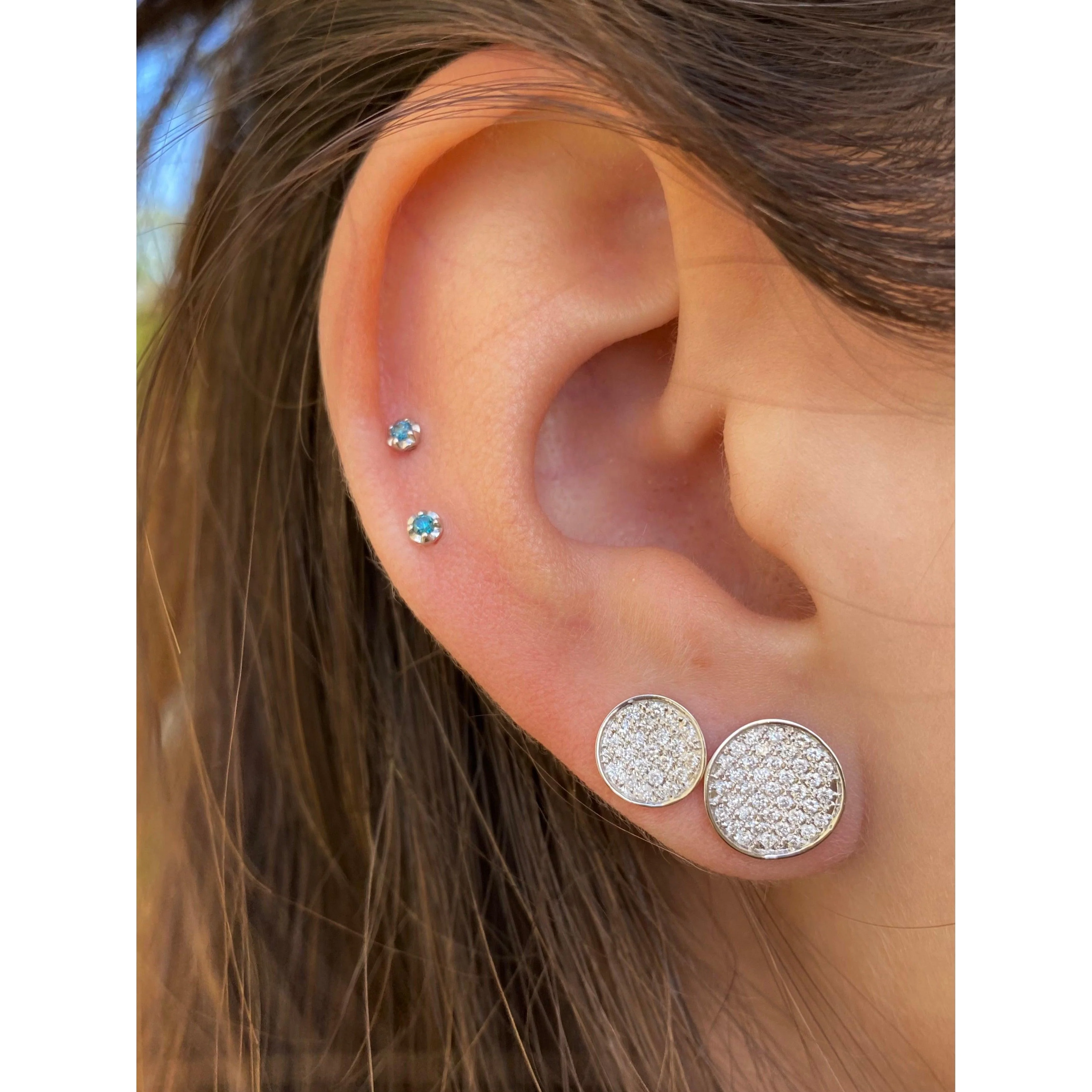 8MM-10MM Circular Round Diamond Cluster Disc Stud Earrings in 18k White Gold - Image 5