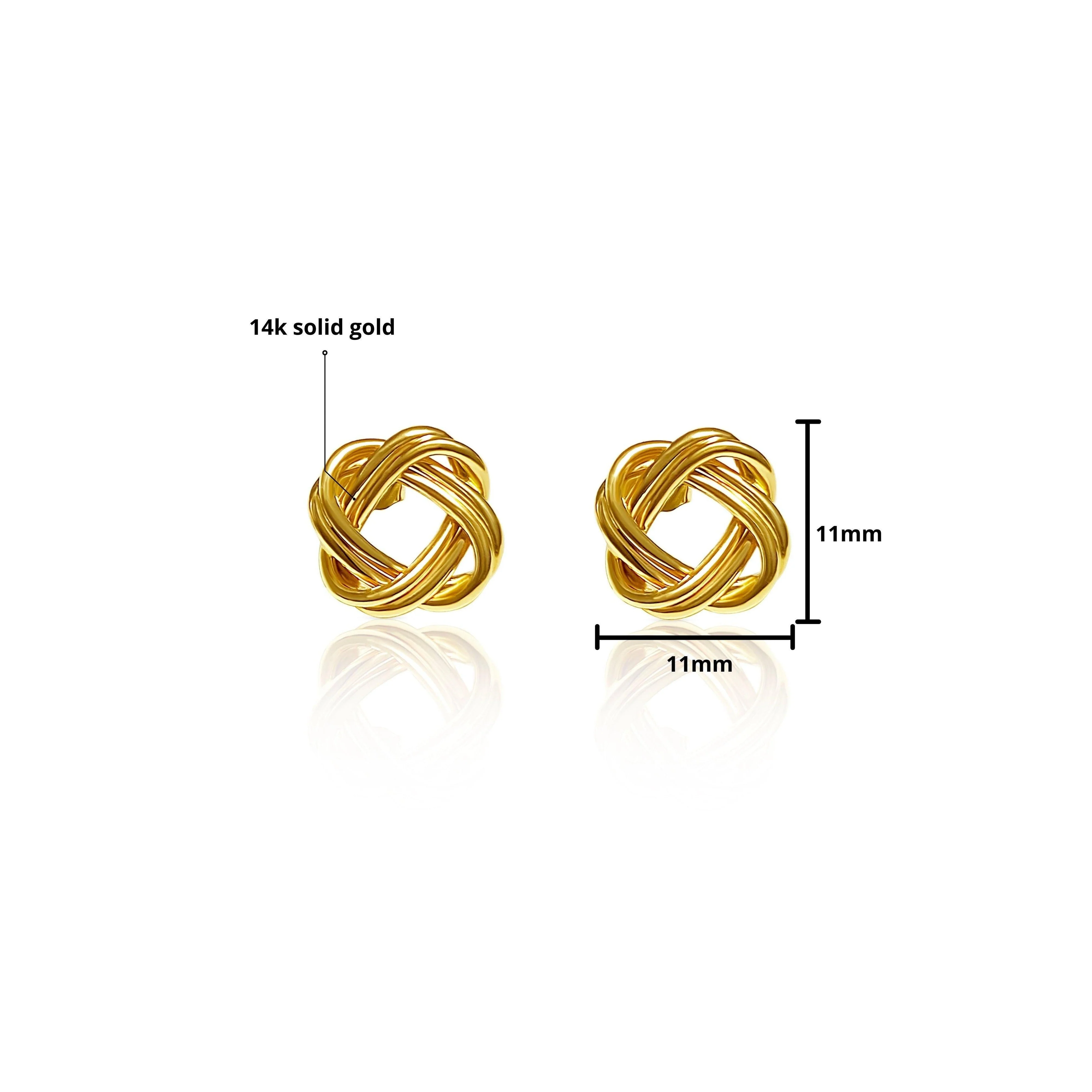 14k Solid Gold Knot Stud Earrings - Image 3