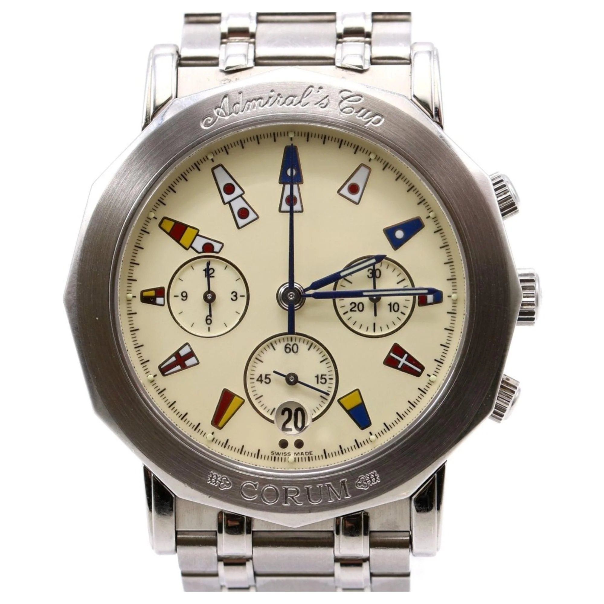 Corum Admirals Cup Stainless Steel Cream Dial Chronograph 39mm Automatic Watch - Image 2