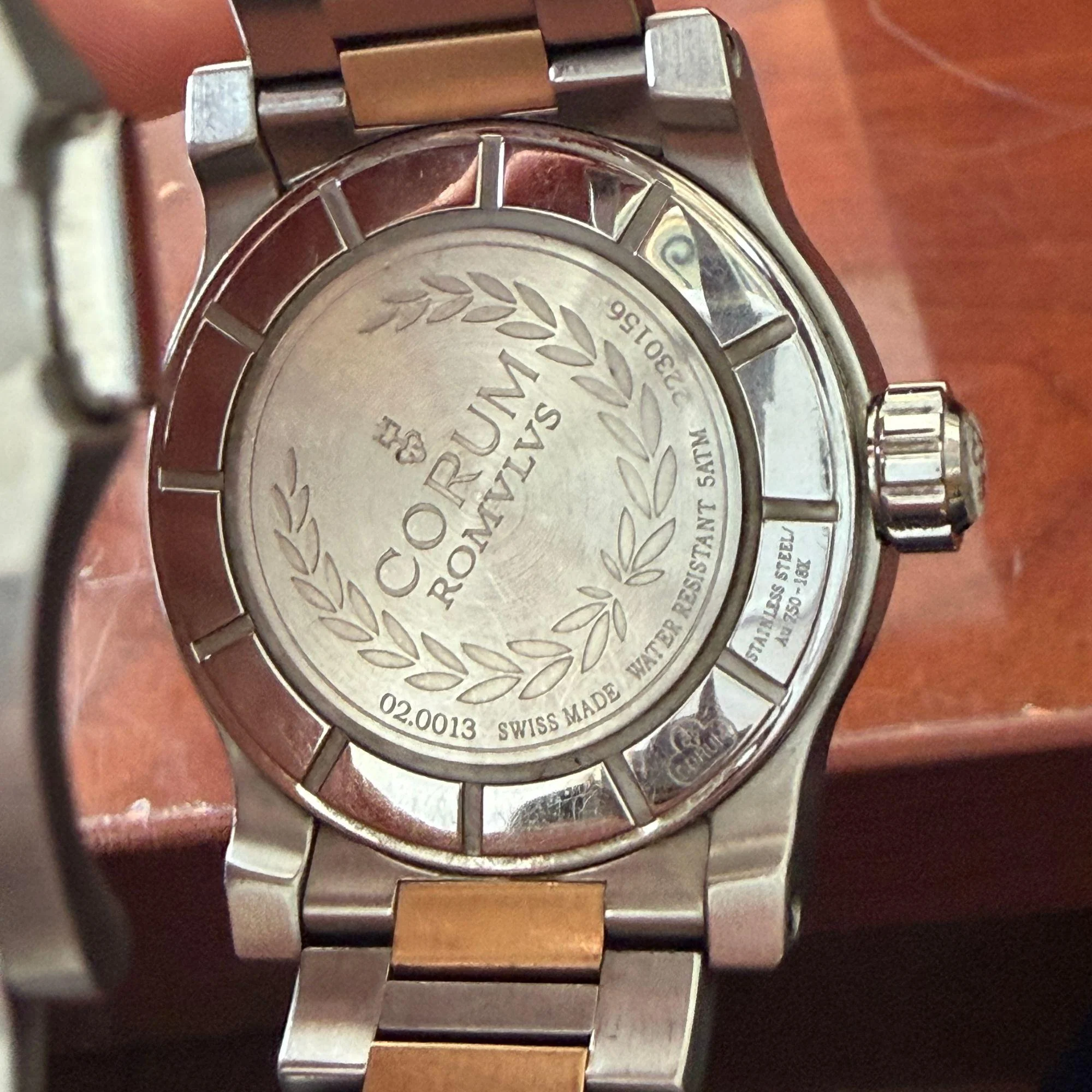 Corum Romulus 18K Rose Gold 2-Tone Champagne White Dial 42mm Watch Full Set - Image 7