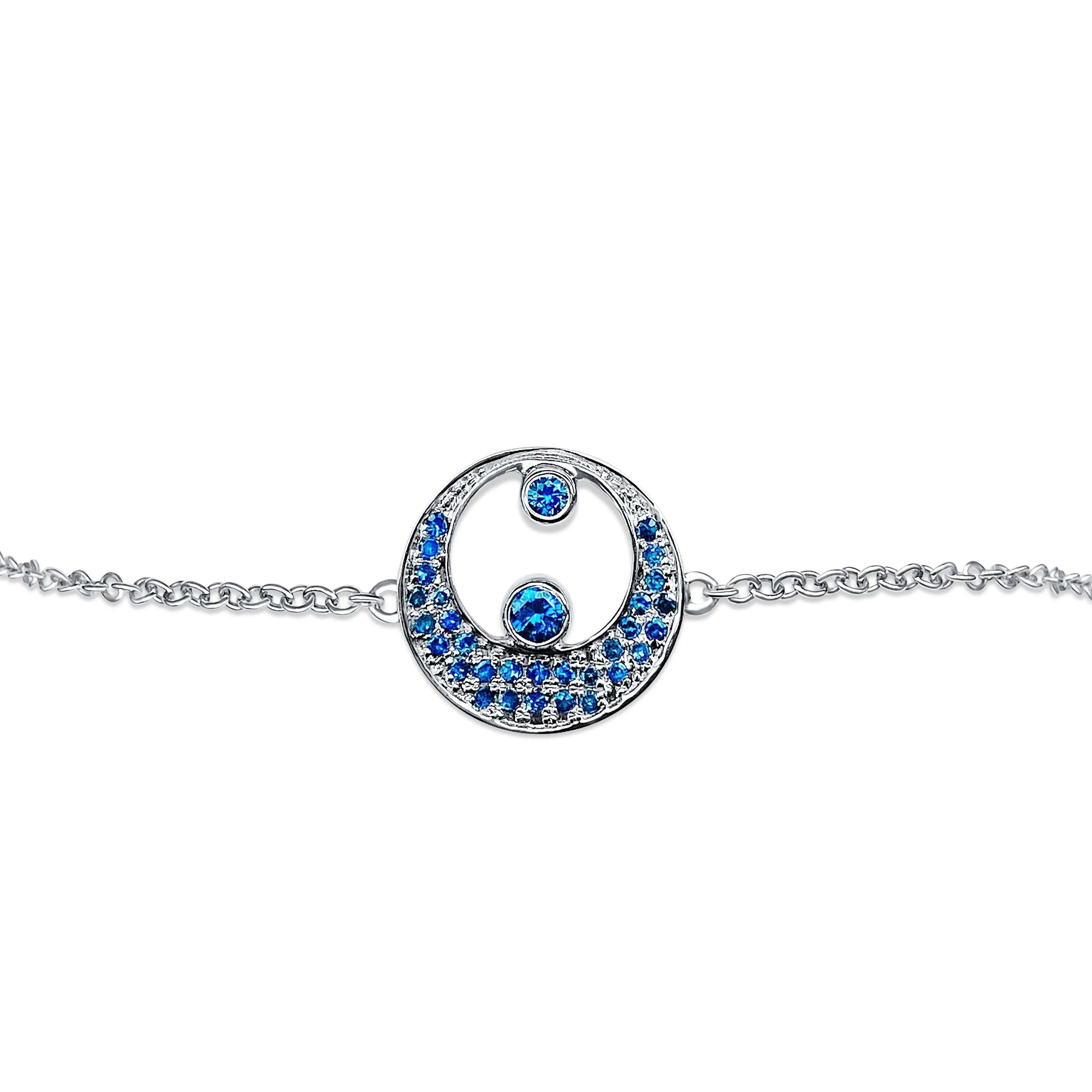 Crescent Moon and Star Diamond Bracelet in 18k White Gold - Image 3