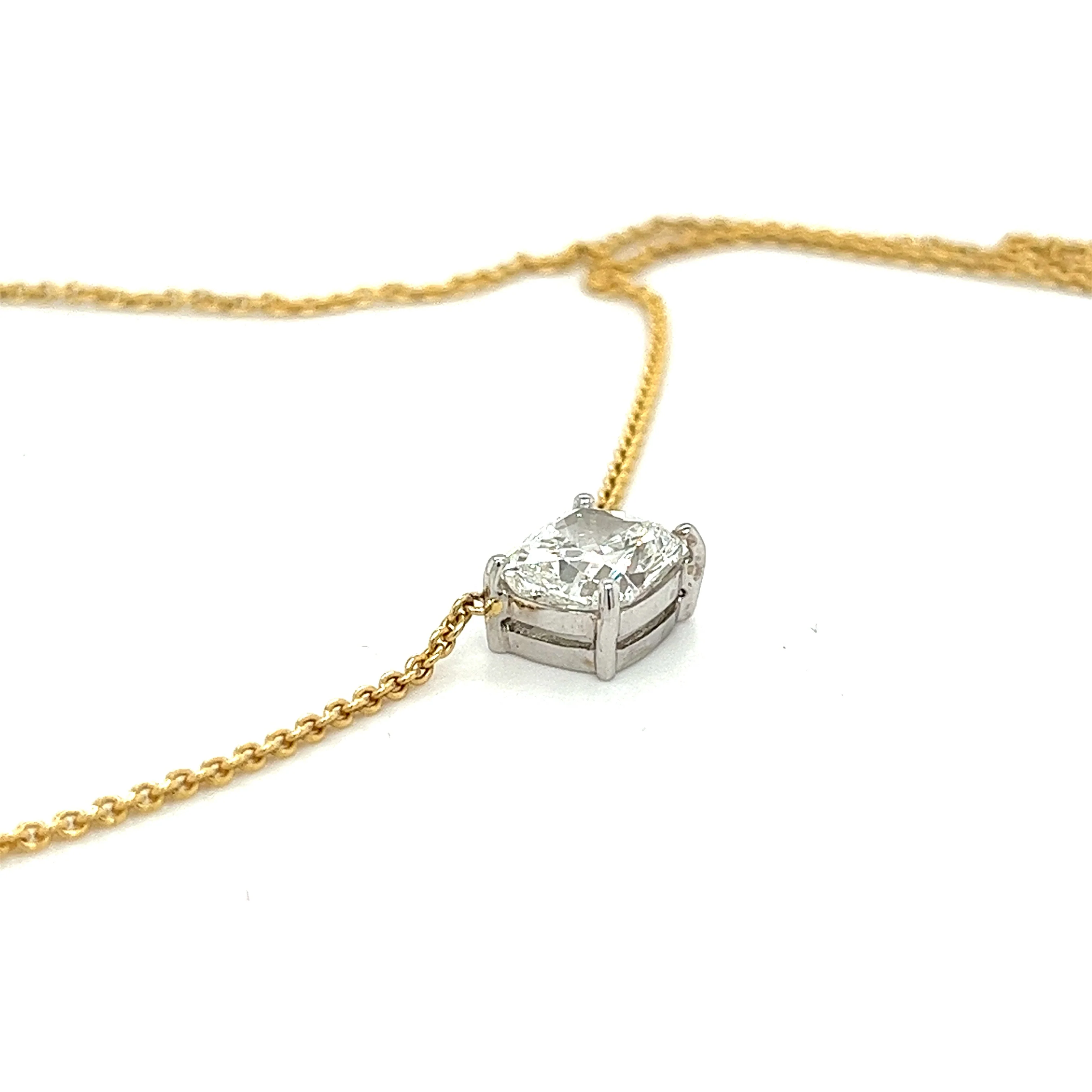 2.5 Carat Cushion Cut Lab Grown Diamond Floating Connected Necklace in 18K Gold - Image 3