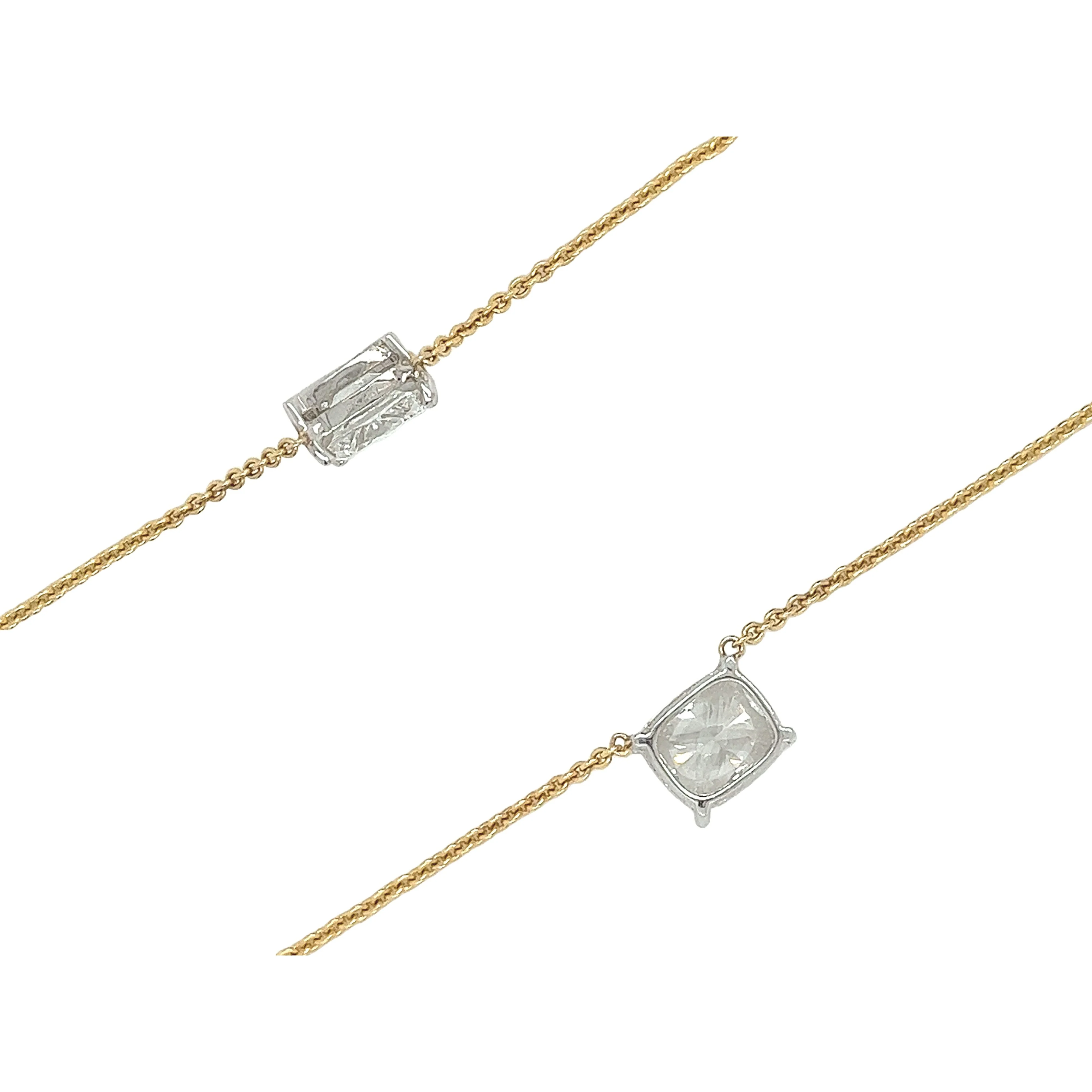 2.5 Carat Cushion Cut Lab Grown Diamond Floating Connected Necklace in 18K Gold - Image 4