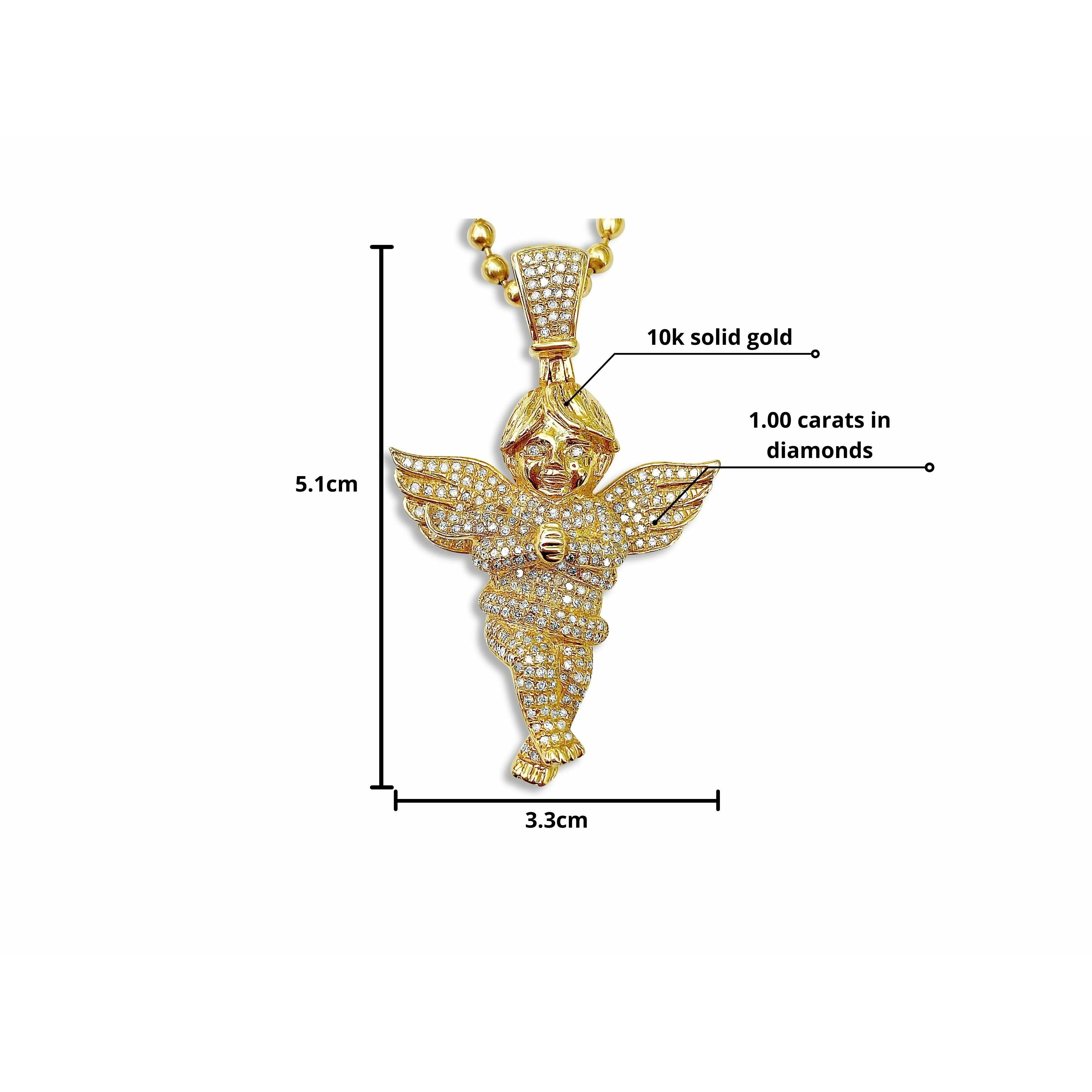 Custom-made 10K Gold Diamond Baby Cherub Angel Rosary Pendant - Image 4