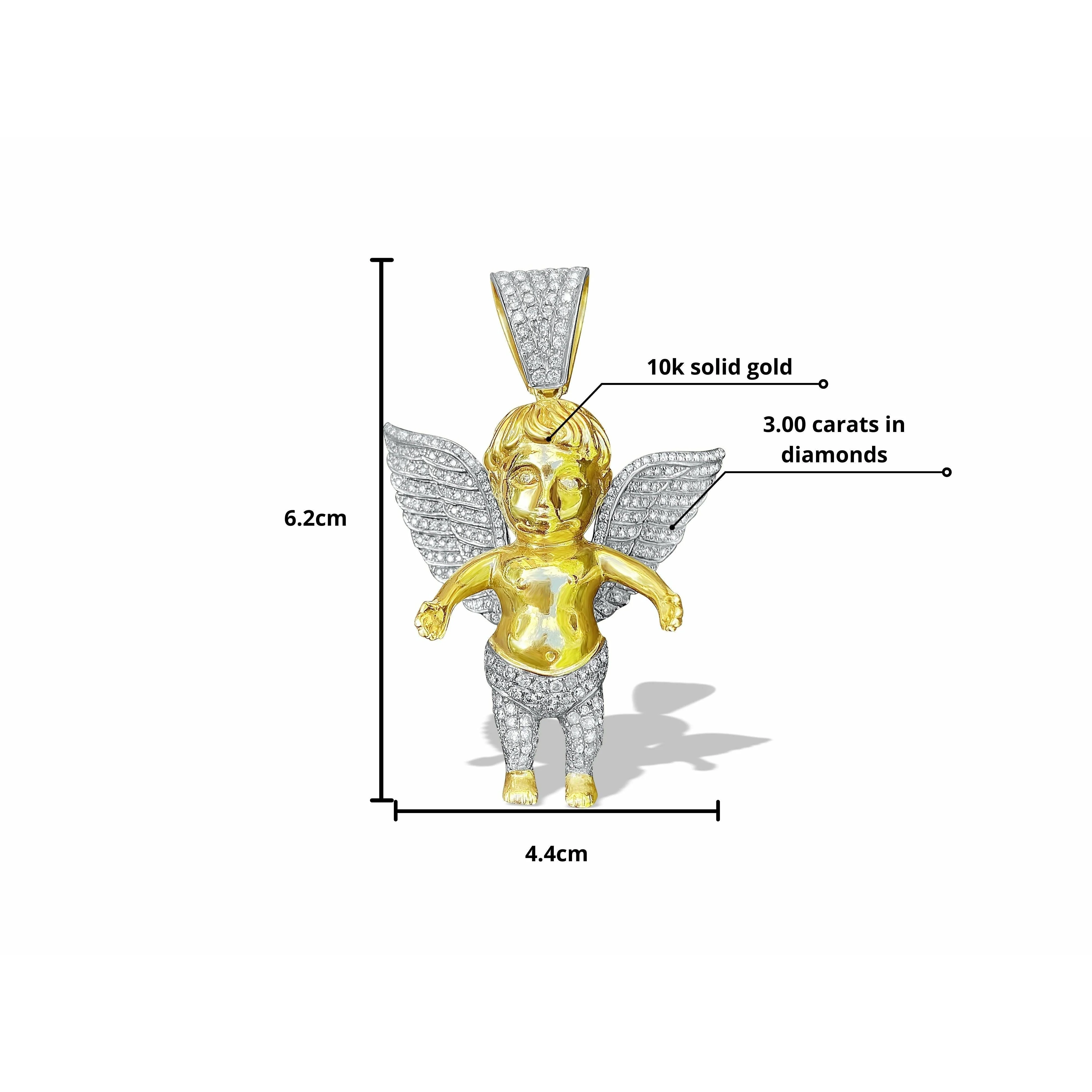 Diamond 10K Gold Cherub Angel Rosary Pendant - Image 4