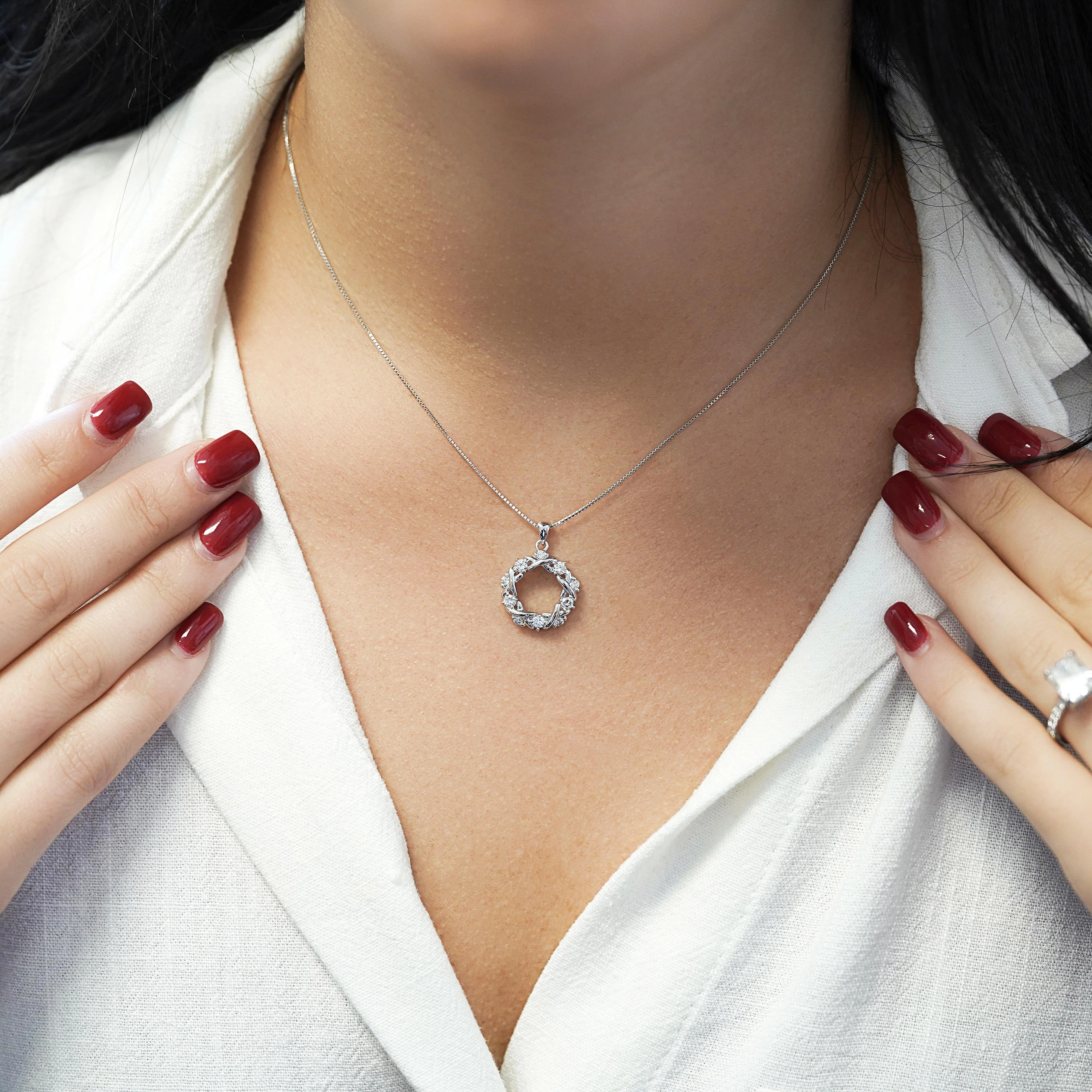 Diamond Crown of Thorns Platinum Pendant Necklace - Image 2