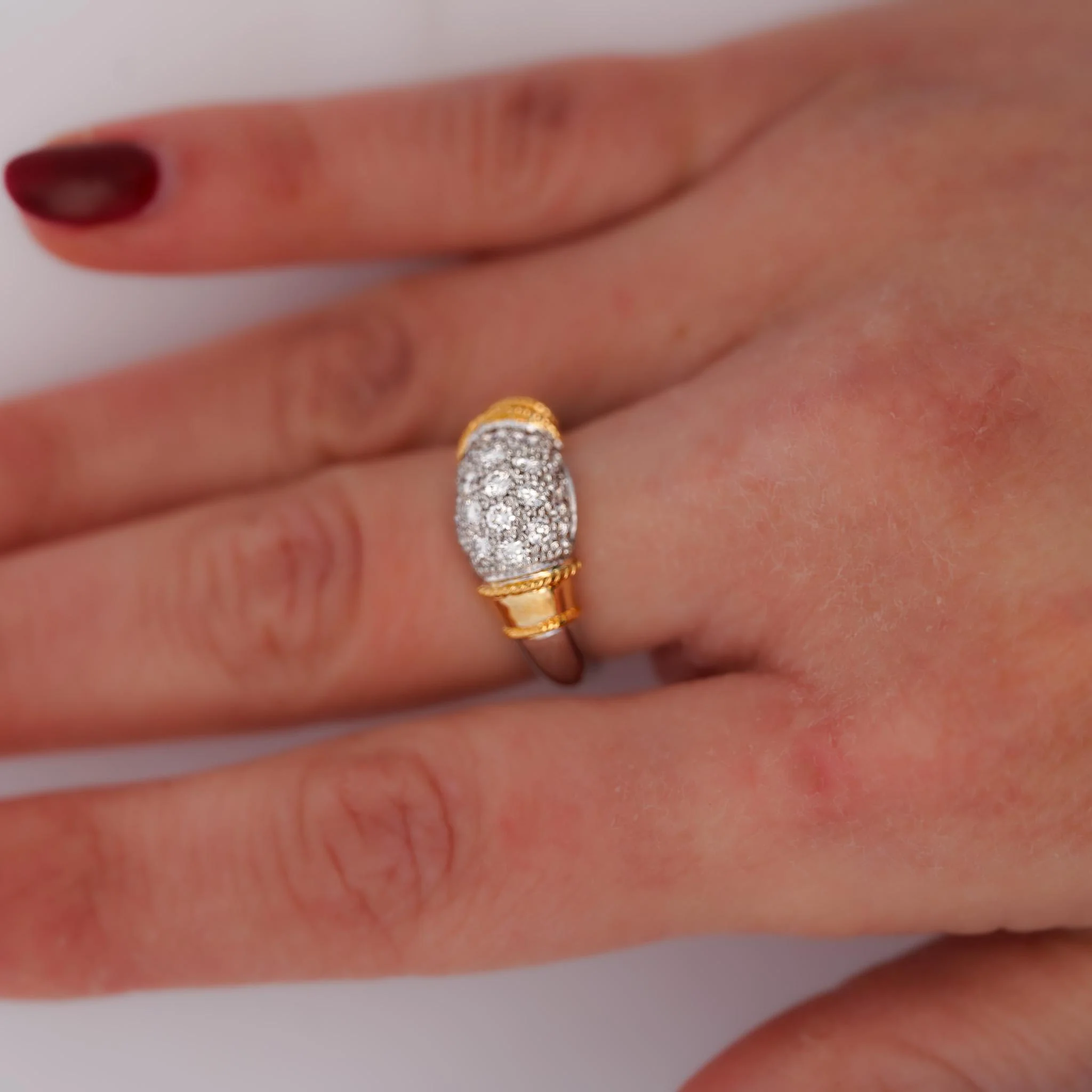 Diamond Platinum & 18K Gold Two Tone Pave Band Ring - Image 10