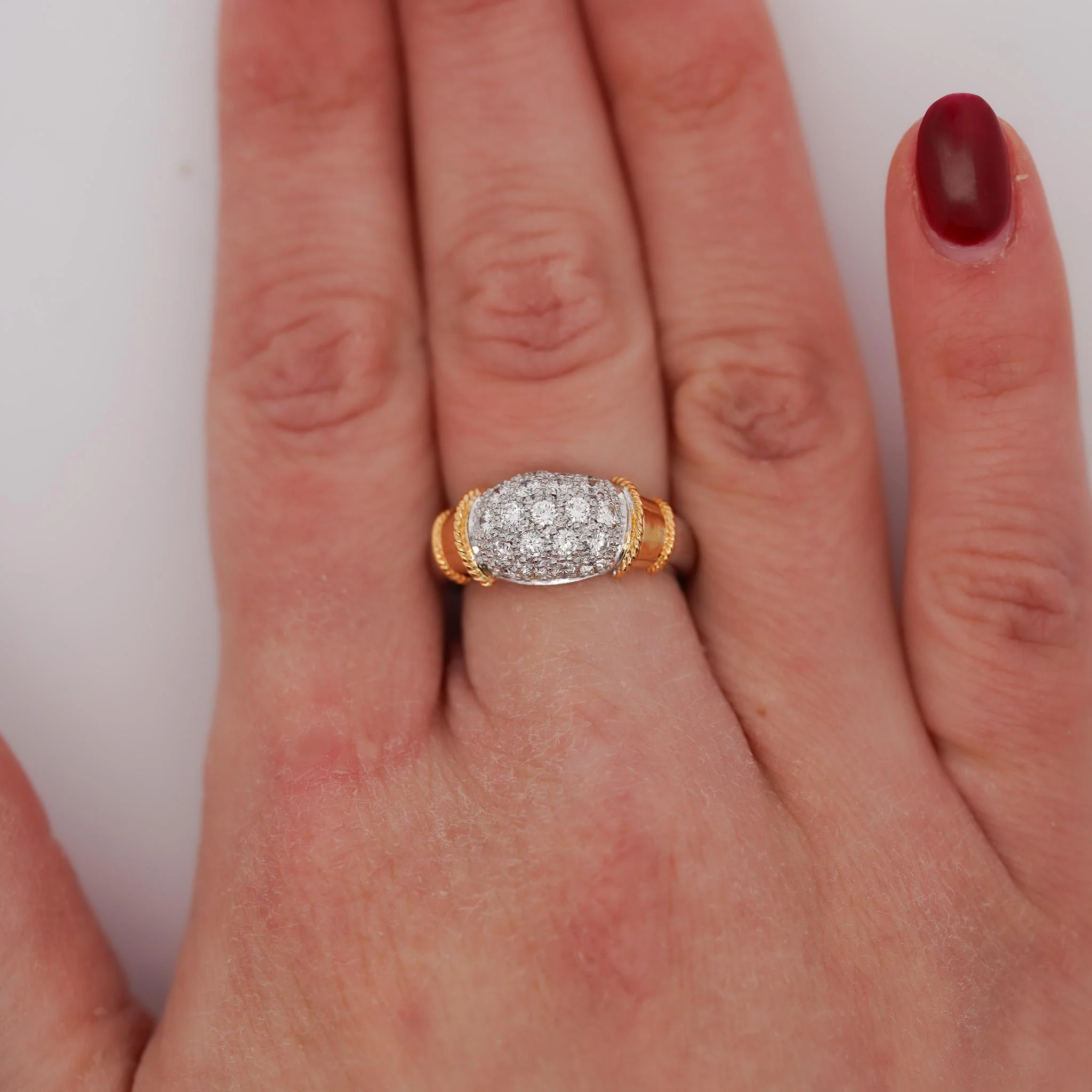 Diamond Platinum & 18K Gold Two Tone Pave Band Ring - Image 11