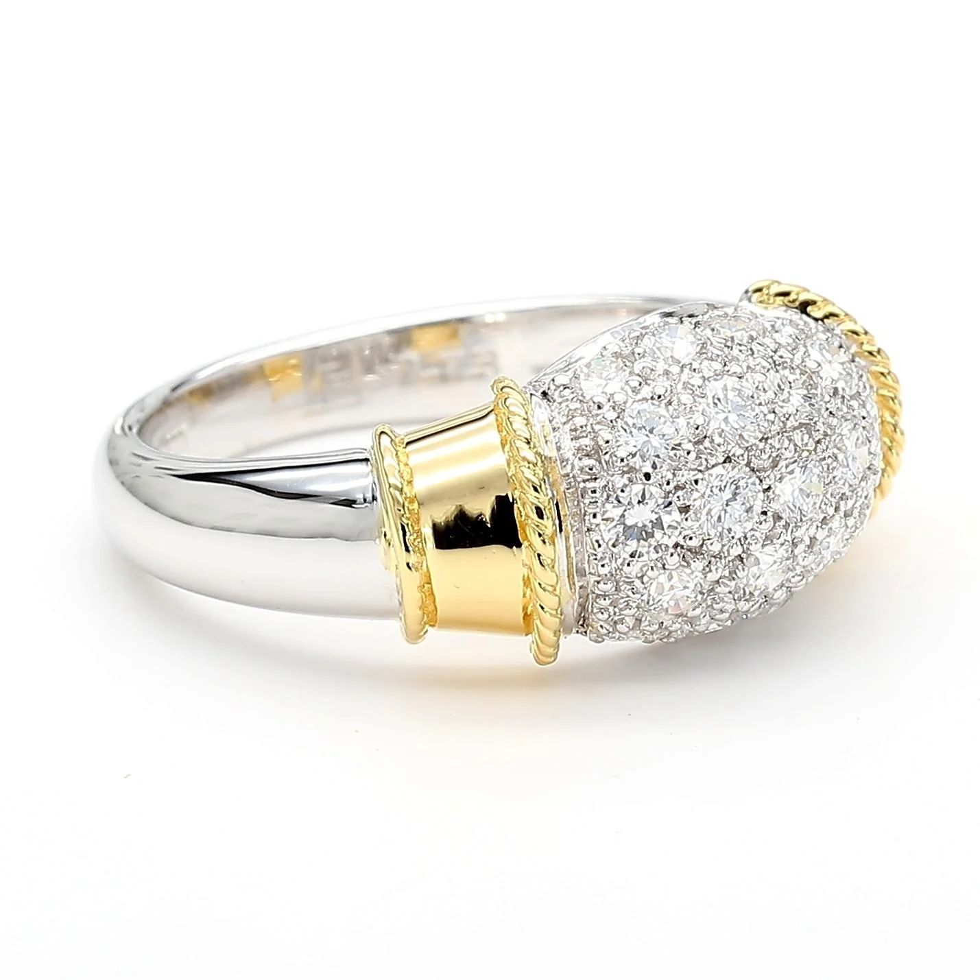 Diamond Platinum & 18K Gold Two Tone Pave Band Ring - Image 2