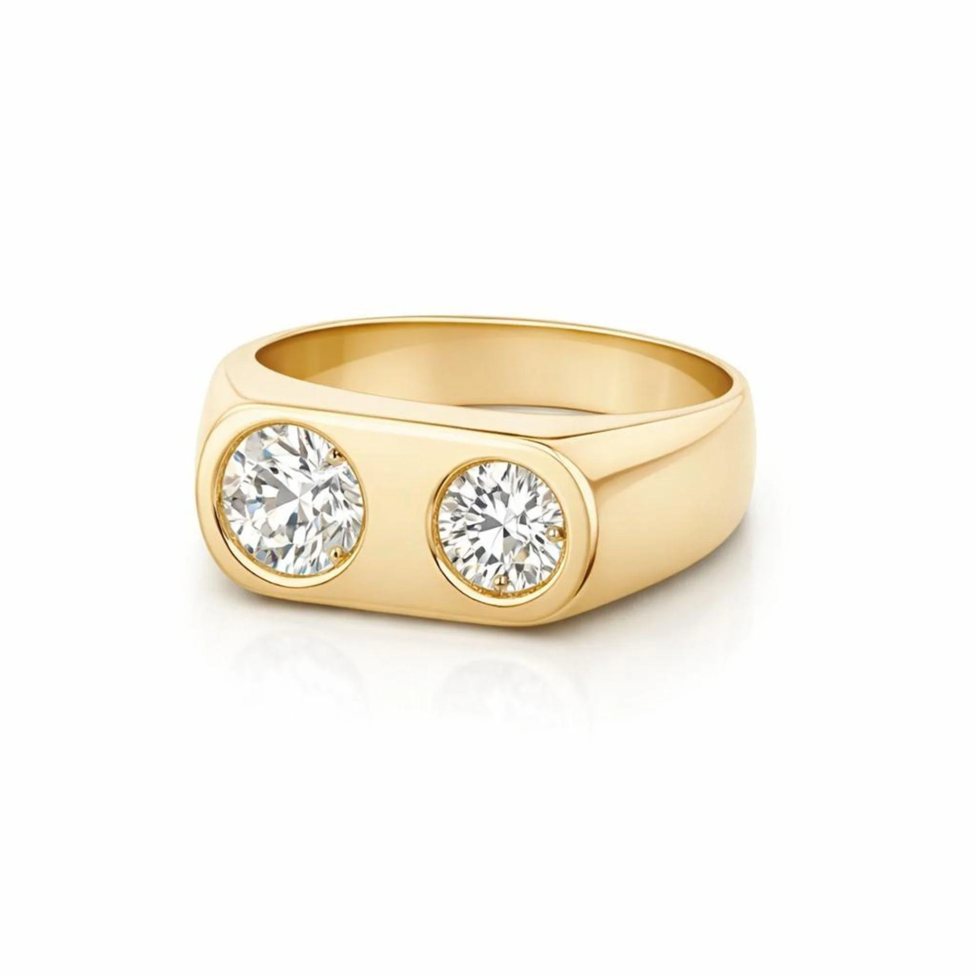 Double Diamond Bezel Statement Ring in 18K Yellow Gold - Image 3
