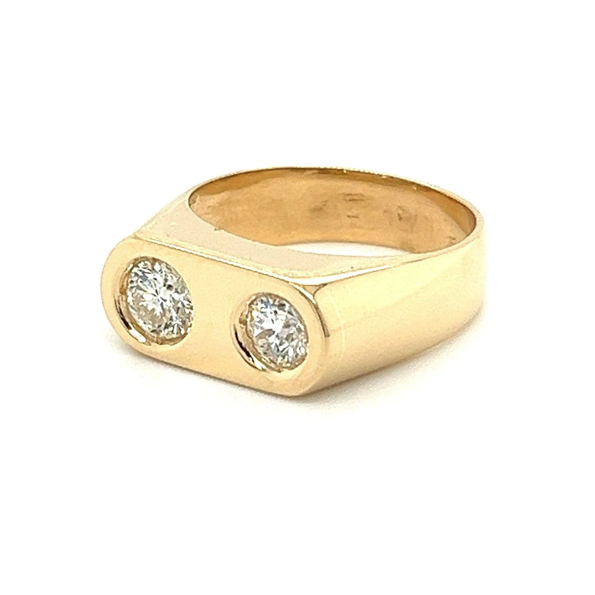 Double Diamond Bezel Statement Ring in 18K Yellow Gold - Image 5