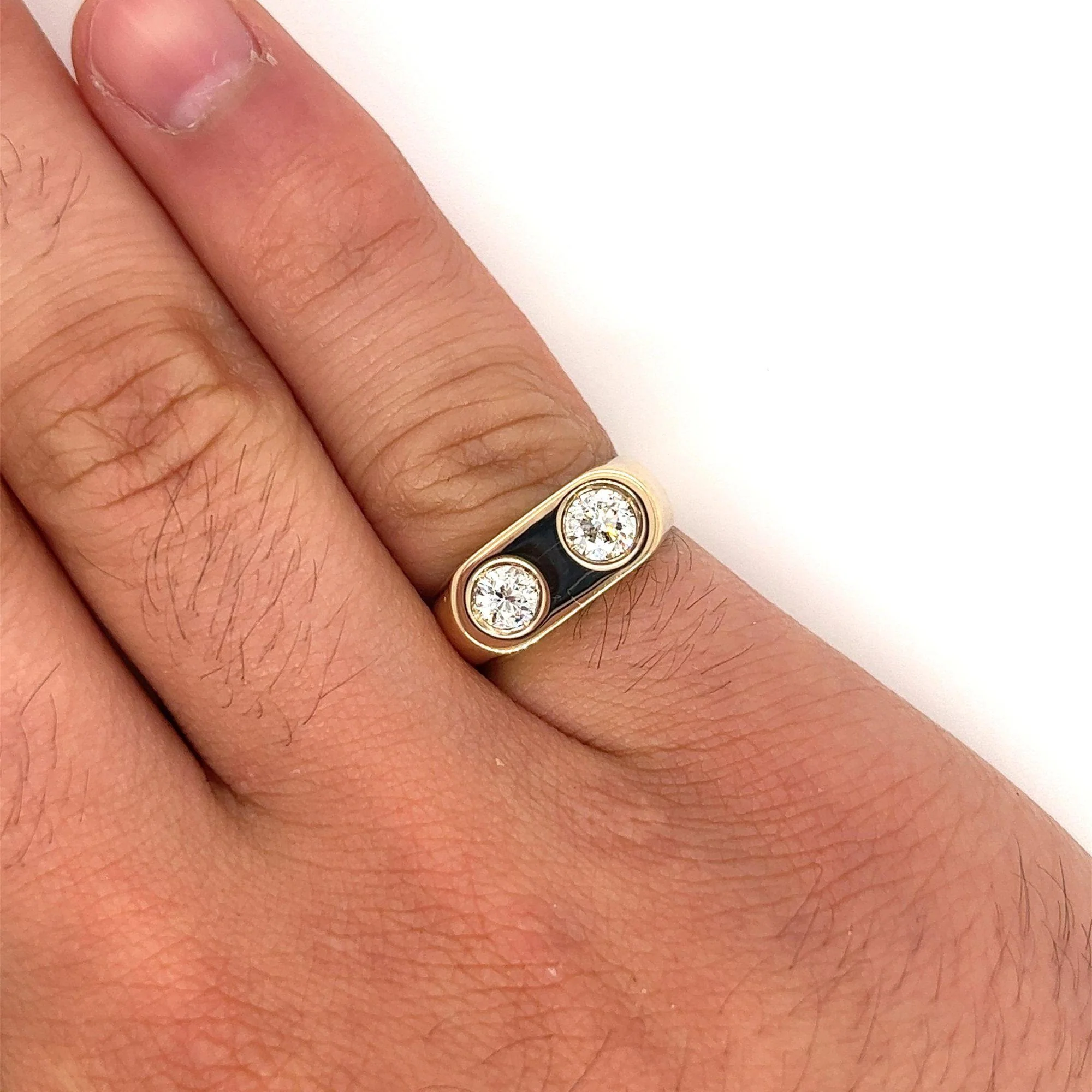 Double Diamond Bezel Statement Ring in 18K Yellow Gold - Image 7
