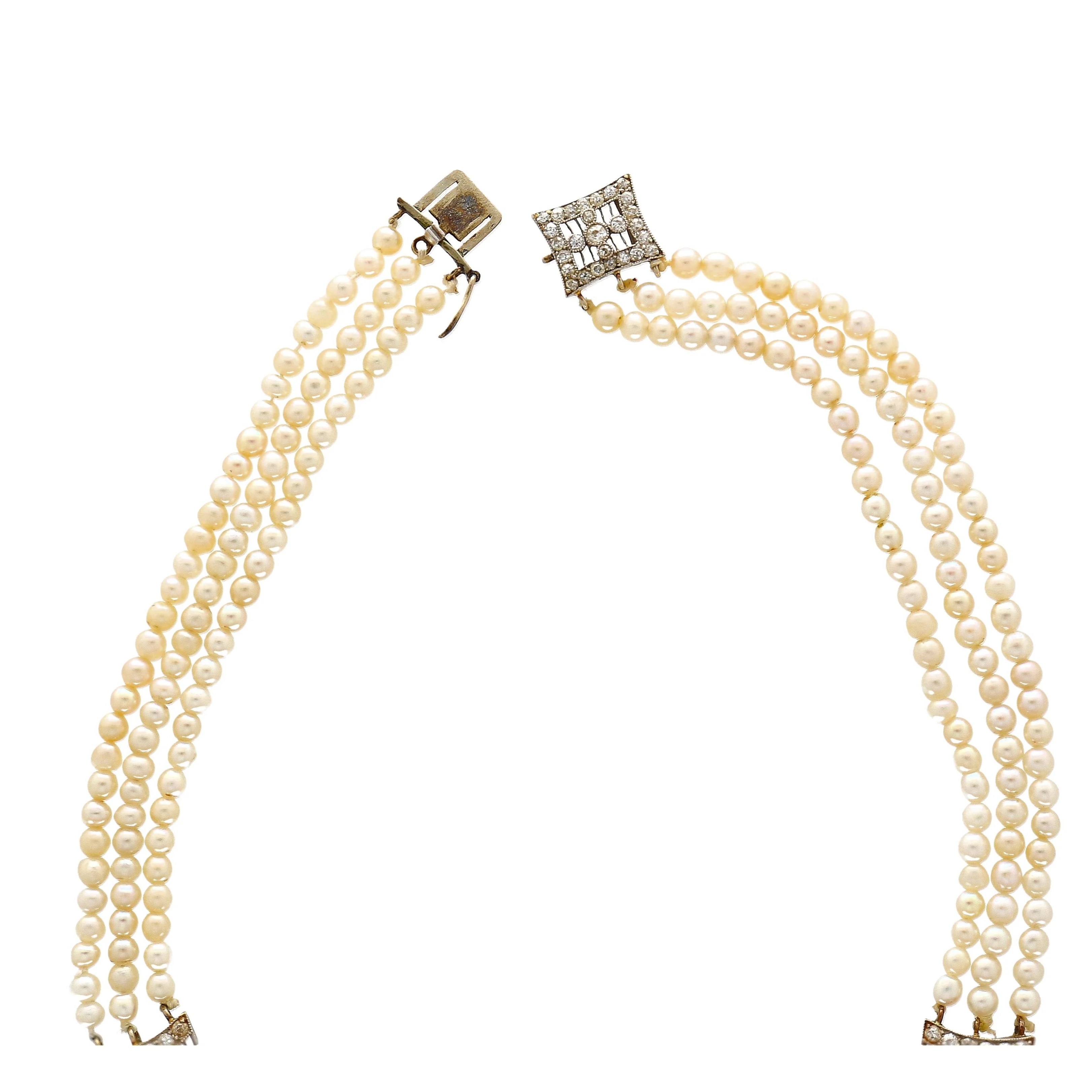 Edwardian GIA Certified Saltwater Pearl & Old Euro Cut Diamond Necklace - Image 8