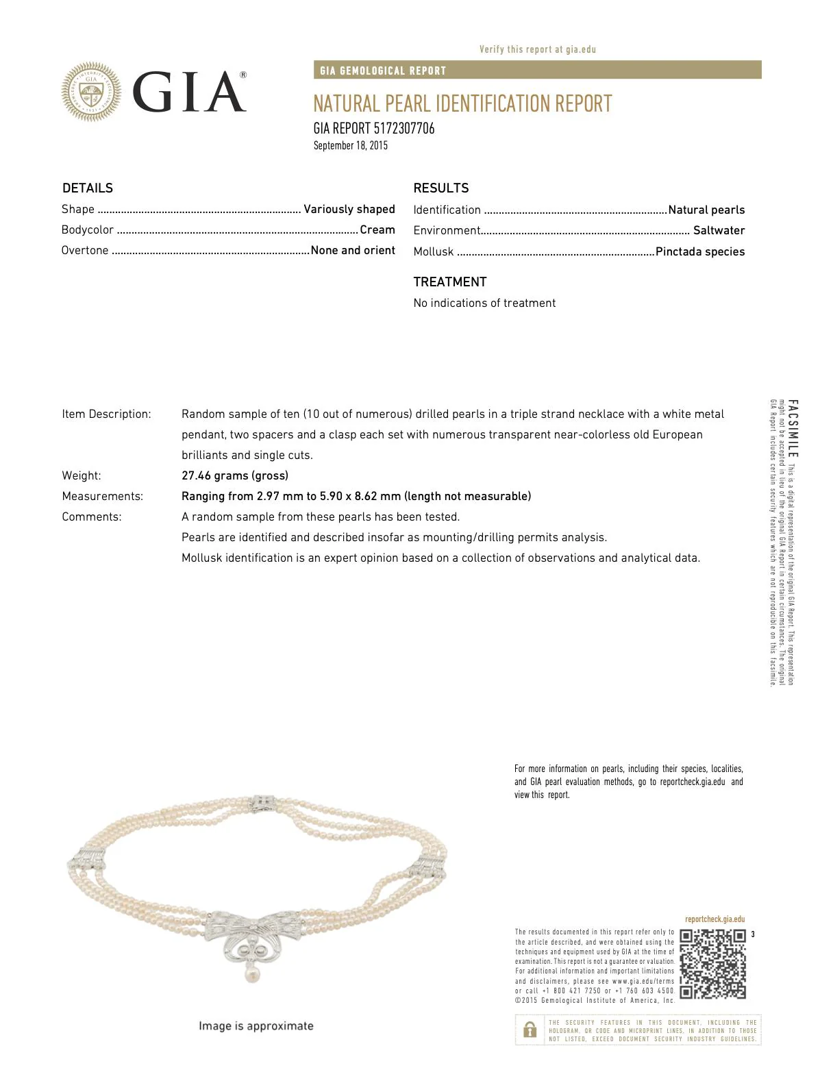 Edwardian GIA Certified Saltwater Pearl & Old Euro Cut Diamond Necklace - Image 9