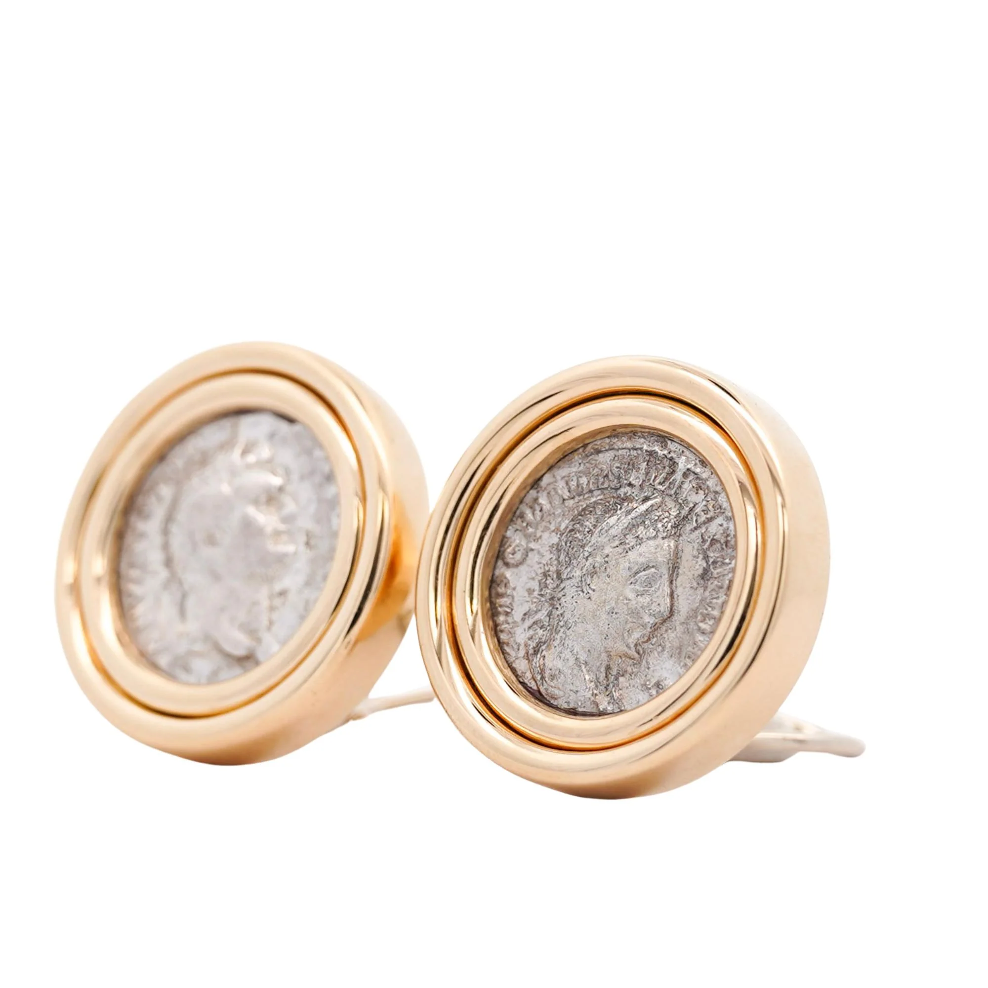 Estate Victorian Elagabalus Denarius 18K Gold Antique Roman Coin Clip-On Earring - Image 4