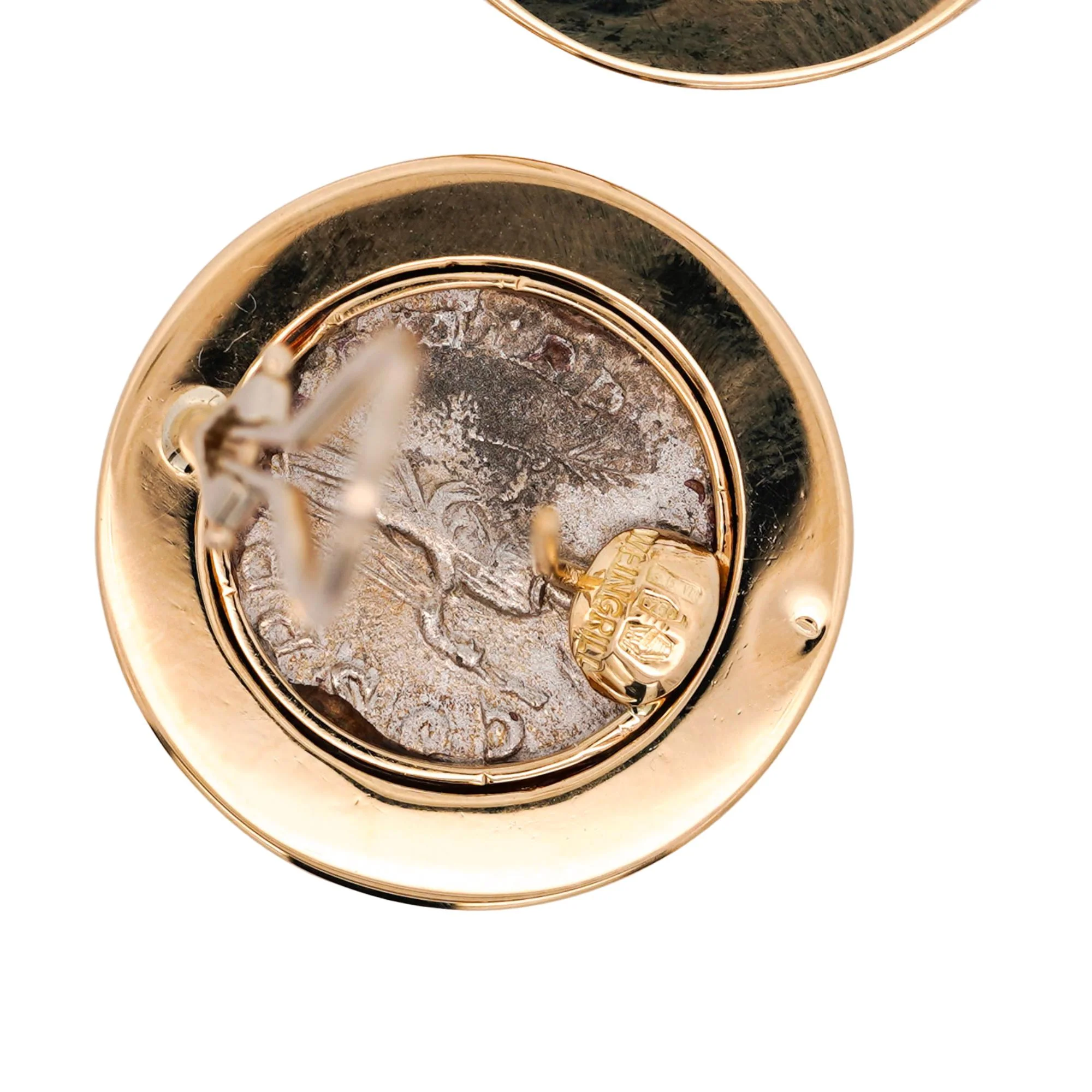Estate Victorian Elagabalus Denarius 18K Gold Antique Roman Coin Clip-On Earring - Image 8