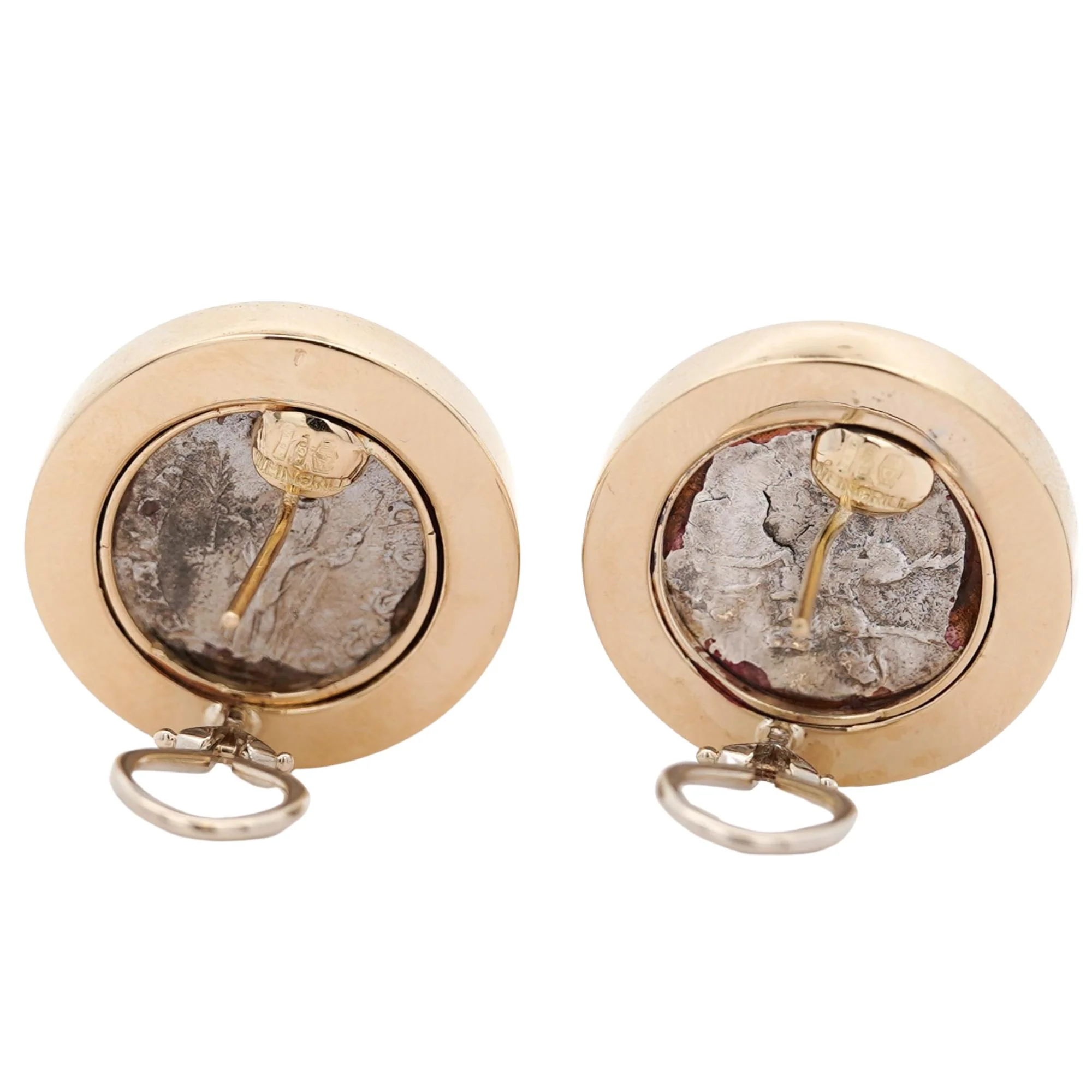 Estate Victorian Elagabalus Denarius 18K Gold Antique Roman Coin Clip-On Earring - Image 9