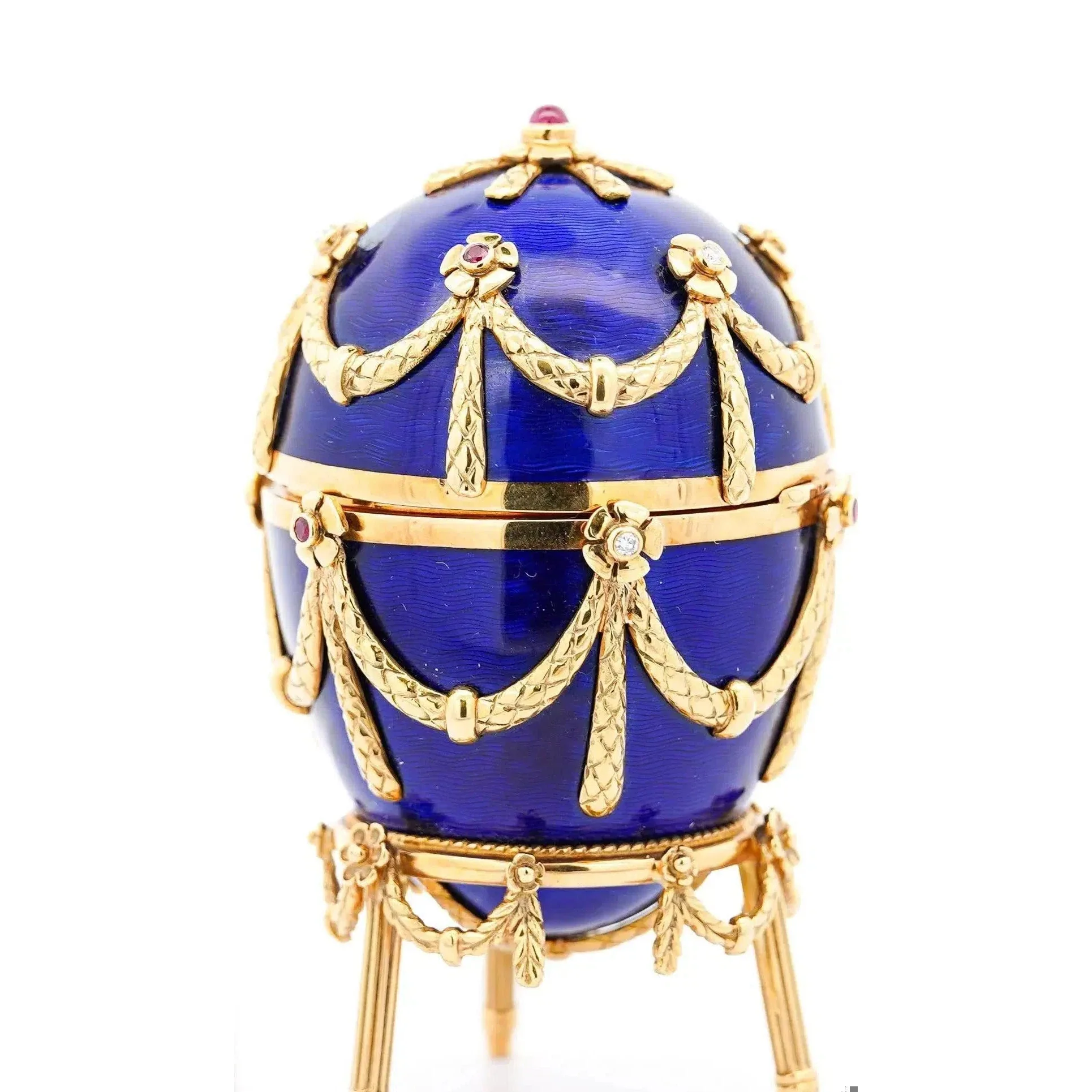 Fabergé Egg Victor Mayer 80/100 Blue Enamel with Original Box & Certified - Image 2